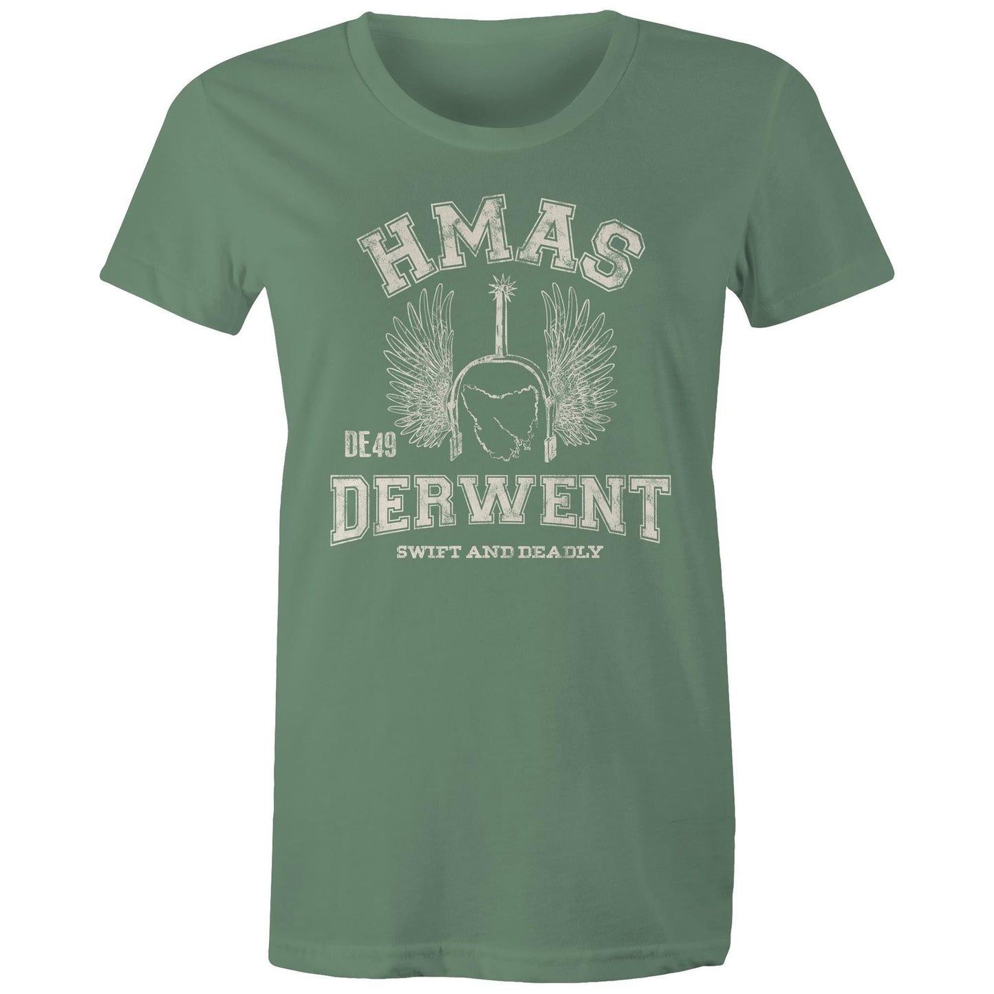 HMAS Derwent DE49 Women's T-shirt (Style Alpha, white)