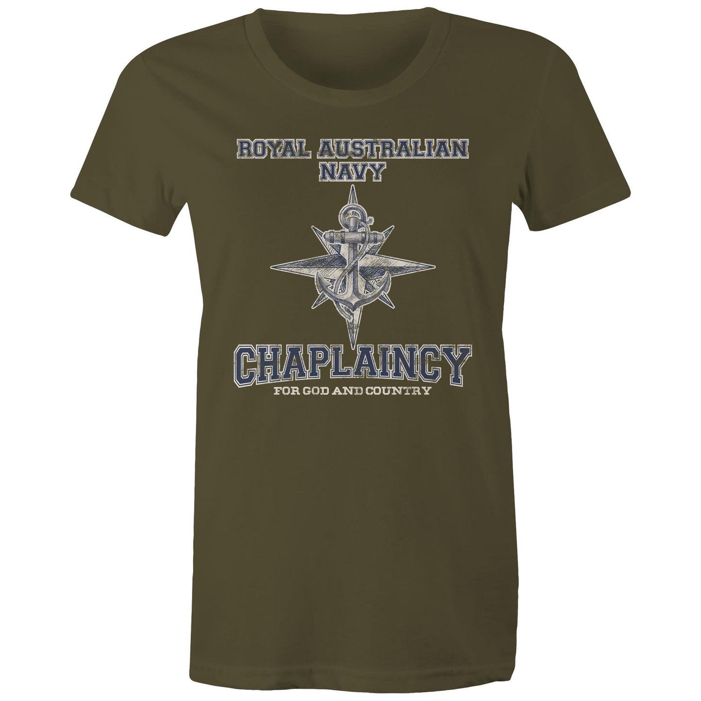 RAN Chaplaincy Branch Women's T-shirt (style Alpha, blue)