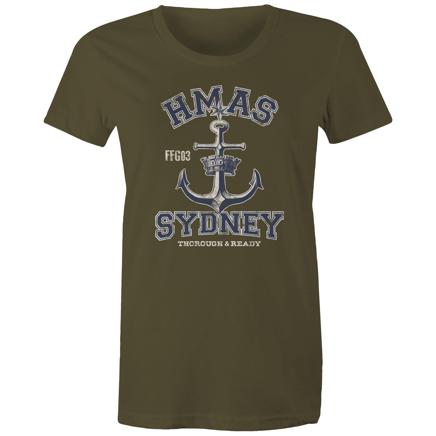 HMAS Sydney (IV) FFG03 Women's T-shirt (style Alpha, blue)