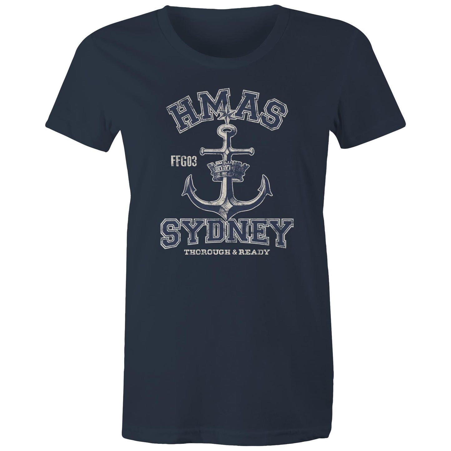 HMAS Sydney (IV) FFG03 Women's T-shirt (style Alpha, blue)