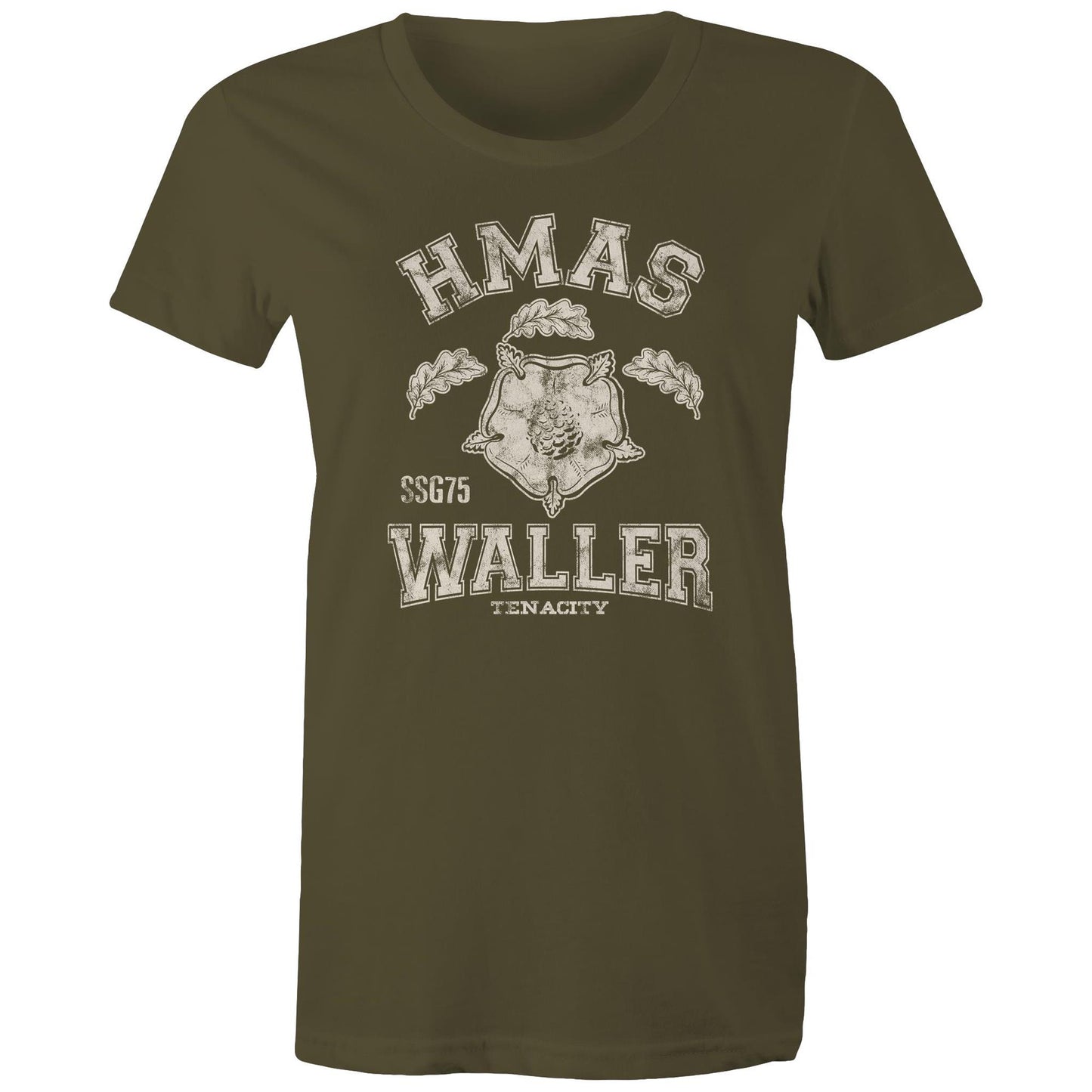HMAS Waller SSG75 Women's T-shirt (style Alpha, white)