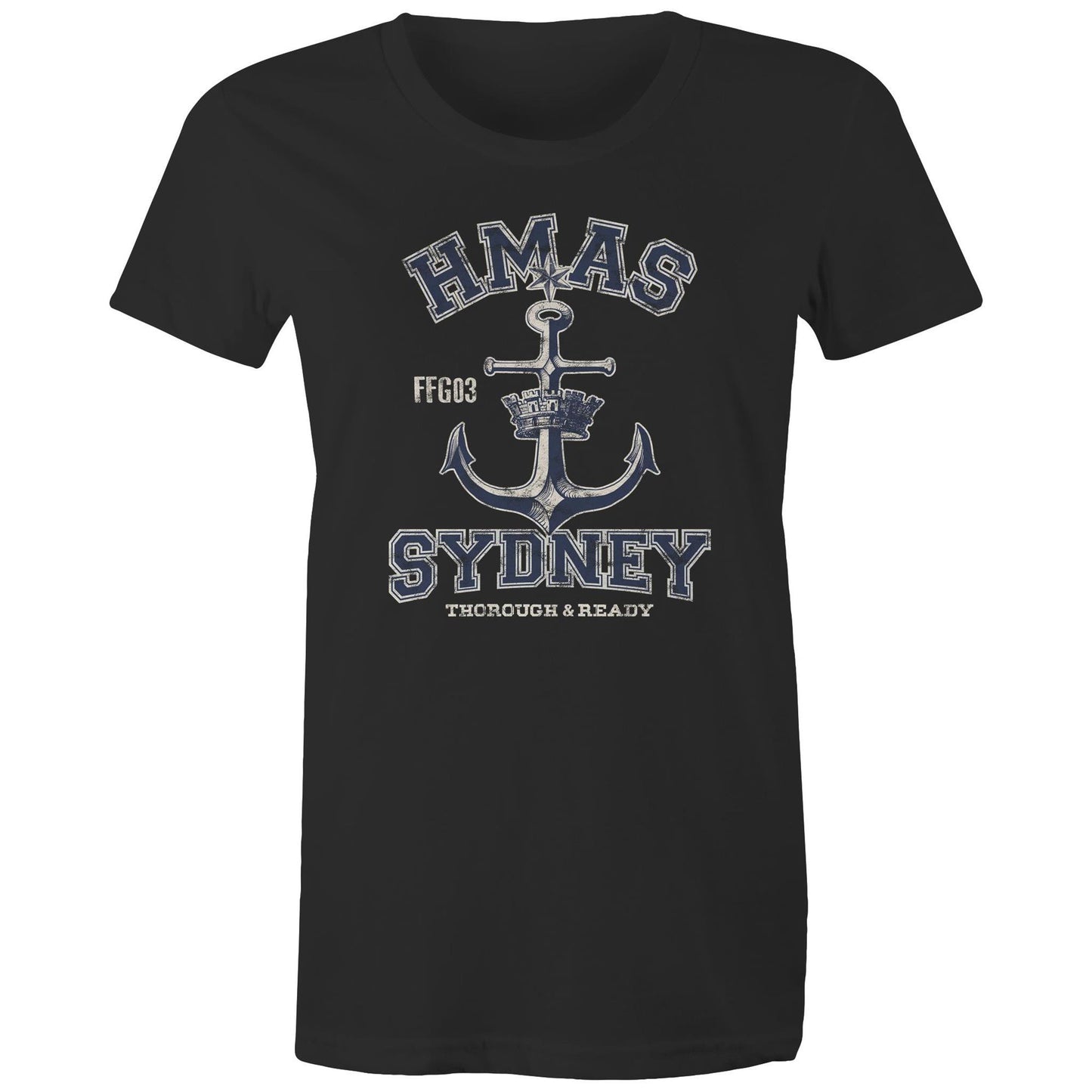 HMAS Sydney (IV) FFG03 Women's T-shirt (style Alpha, blue)