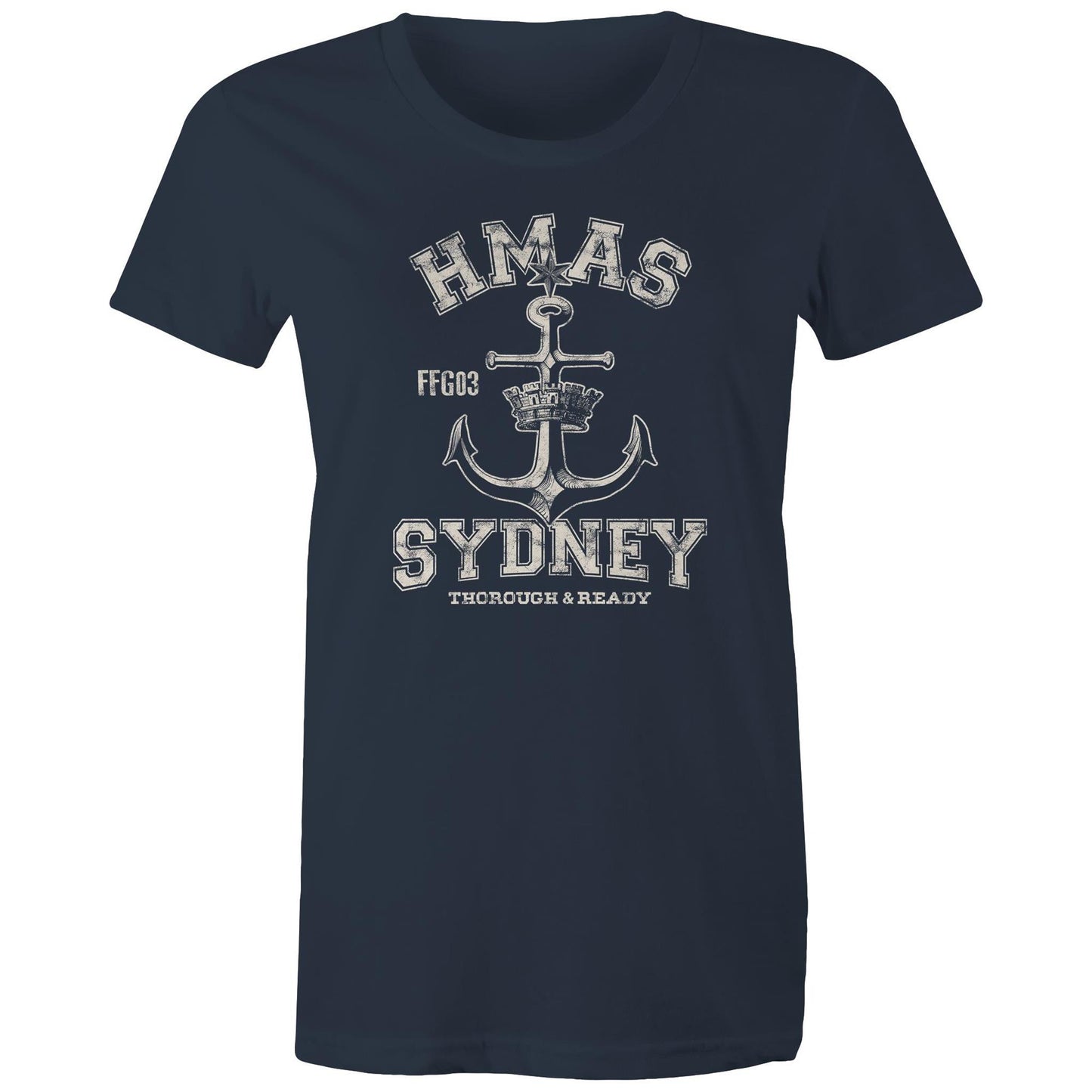HMAS Sydney (IV) FFG03 Women's T-shirt (style Alpha, white)