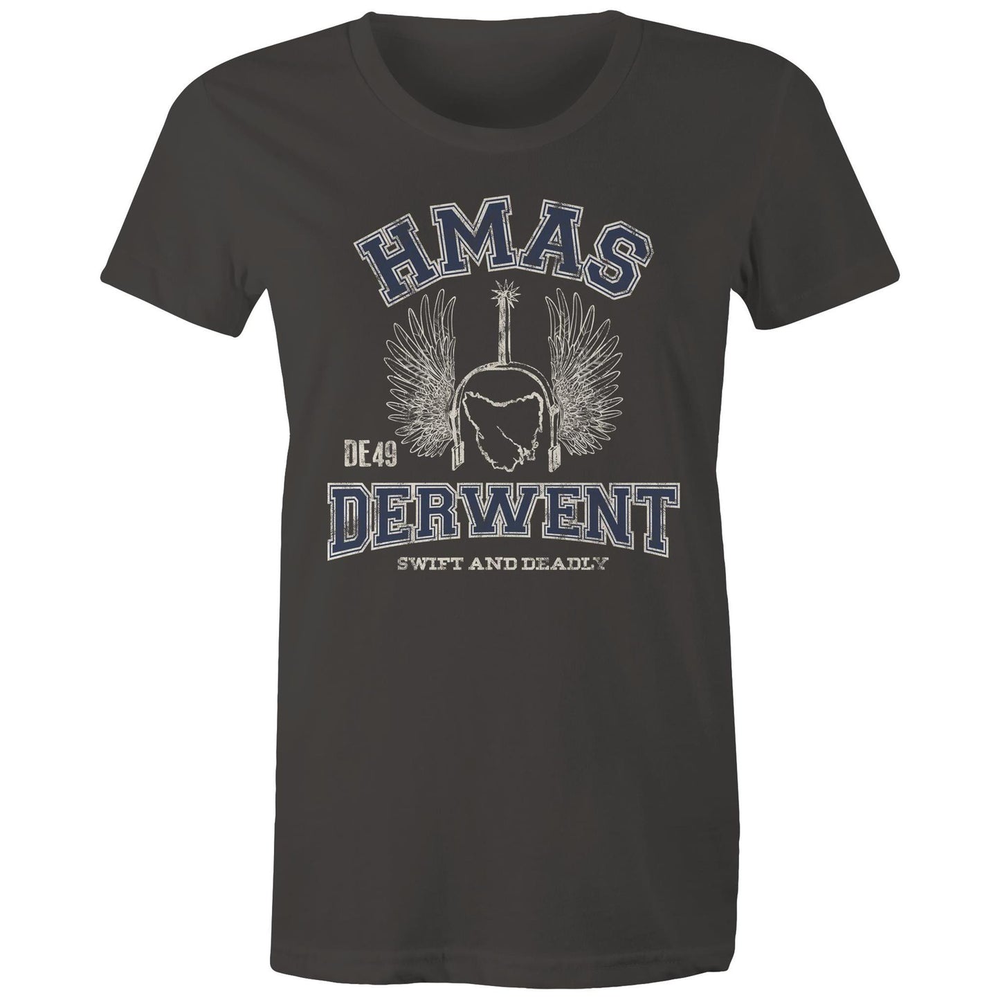 HMAS Derwent DE49 Women's T-shirt (style Alpha, blue)