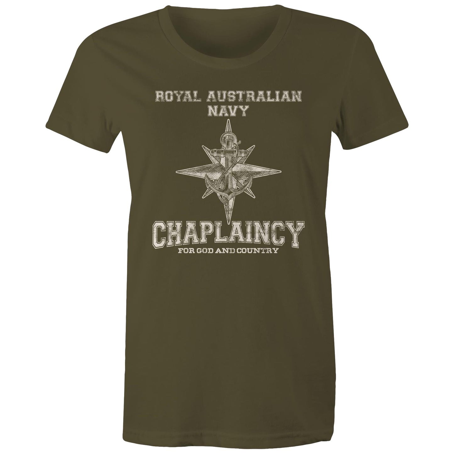 RAN Chaplaincy Branch Women's T-shirt (style Alpha, white)