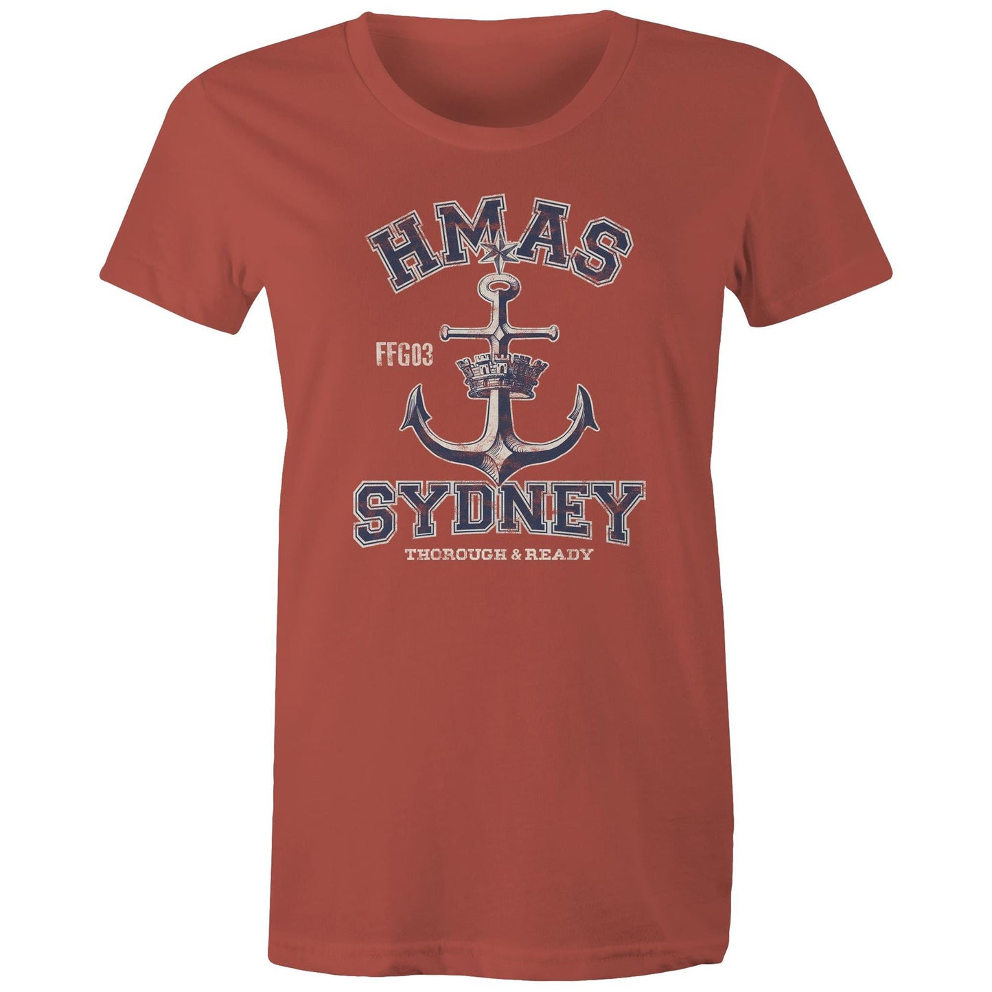 HMAS Sydney (IV) FFG03 Women's T-shirt (style Alpha, blue)