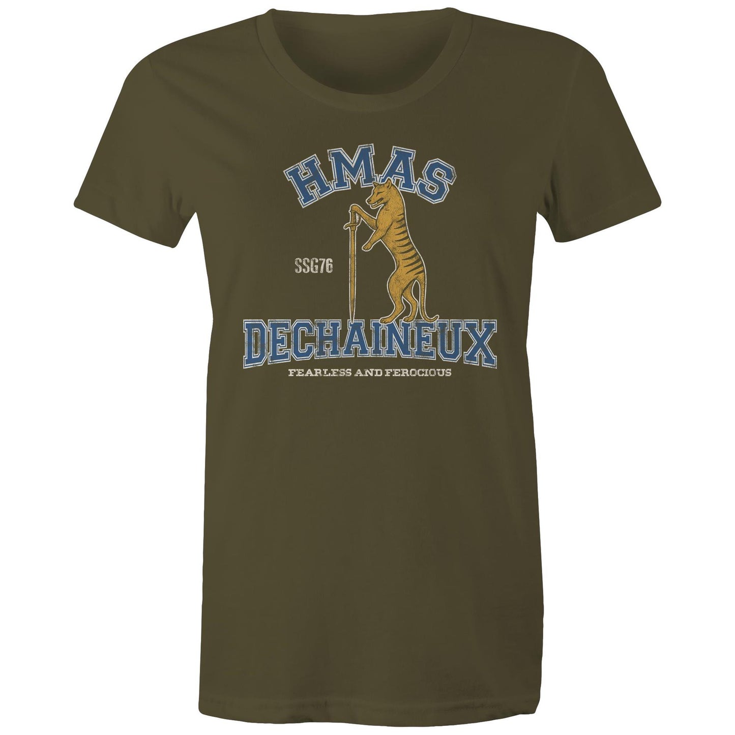 HMAS Dechaineux SSG76 Women's T-shirt (style Alpha, colour)