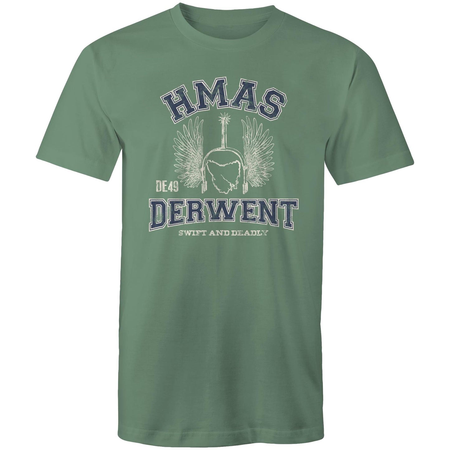 HMAS Derwent DE49 Men's T-shirt (Style Alpha, blue)