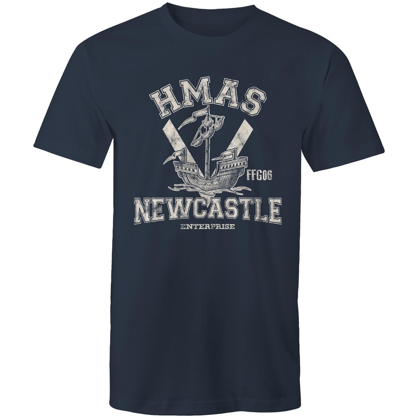 HMAS Newcastle FFG06 Men's T-shirt (style Alpha, white)