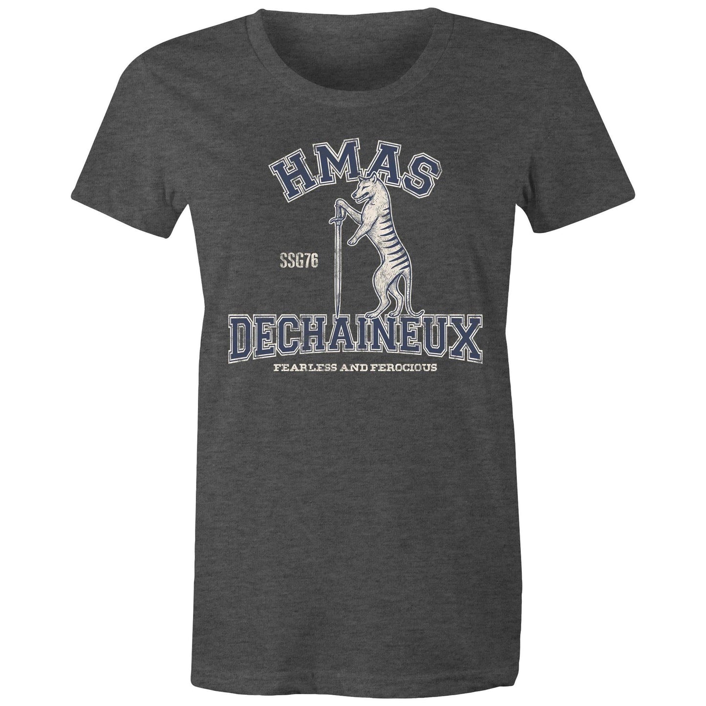 HMAS Dechaineux SSG76 Women's T-shirt (style Alpha, blue)