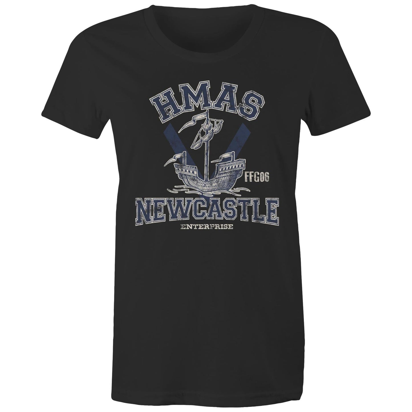 HMAS Newcastle FFG06 Women's T-shirt (style Alpha, blue)