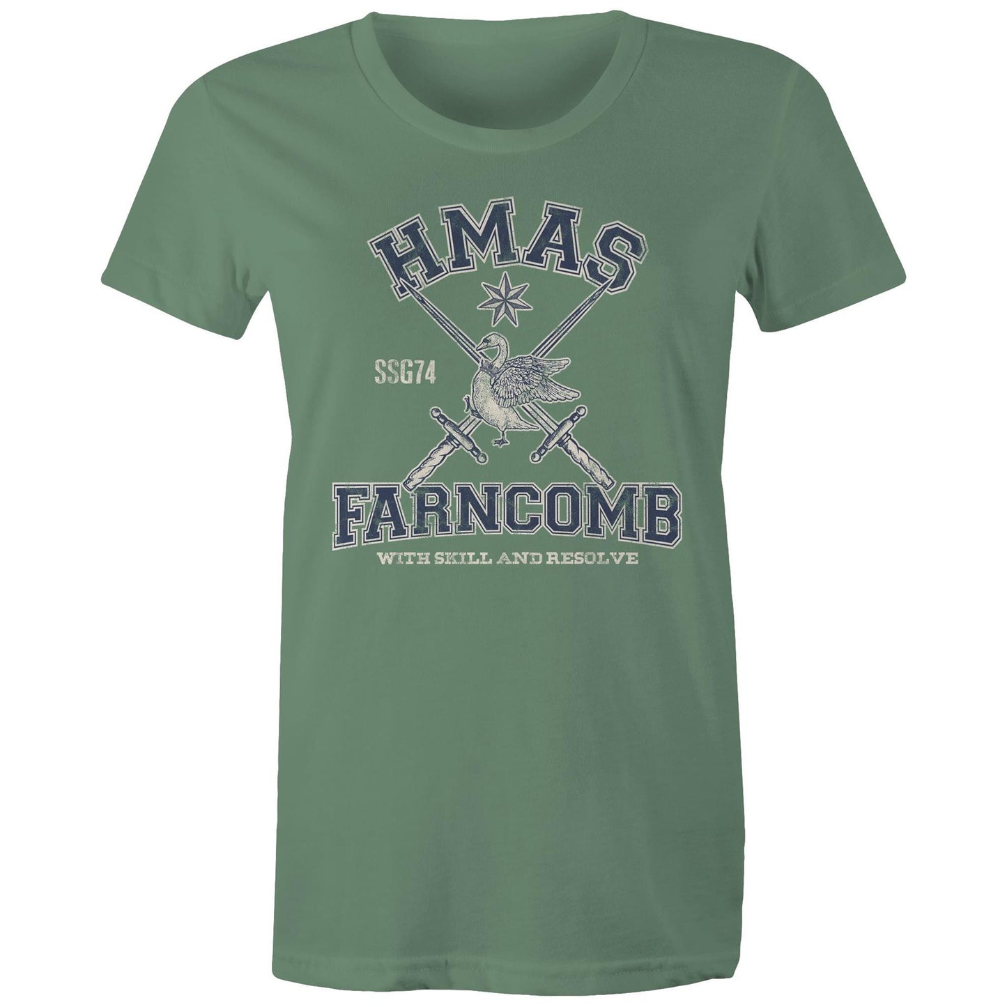 HMAS Farncomb SSG74 Women's T-shirt (style Alpha, blue)