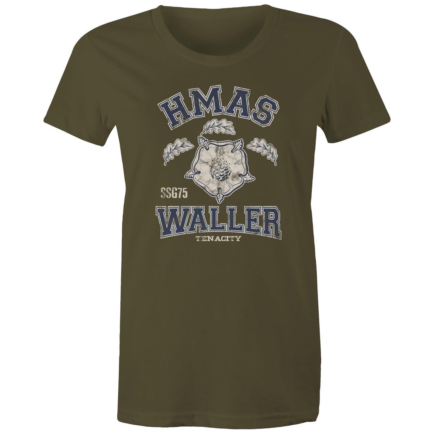HMAS Waller SSG75 Women's T-shirt (style Alpha, blue)
