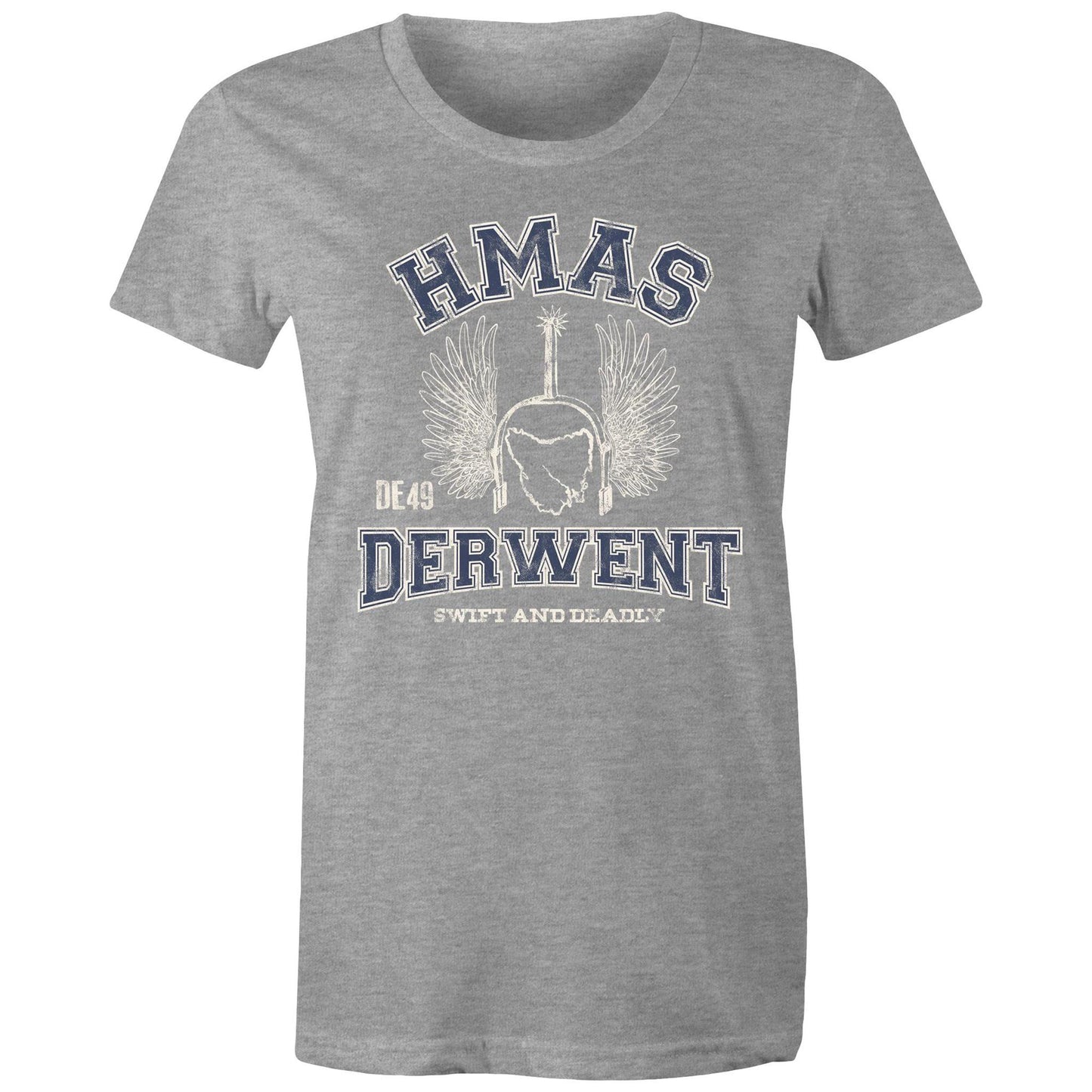 HMAS Derwent DE49 Women's T-shirt (style Alpha, blue)