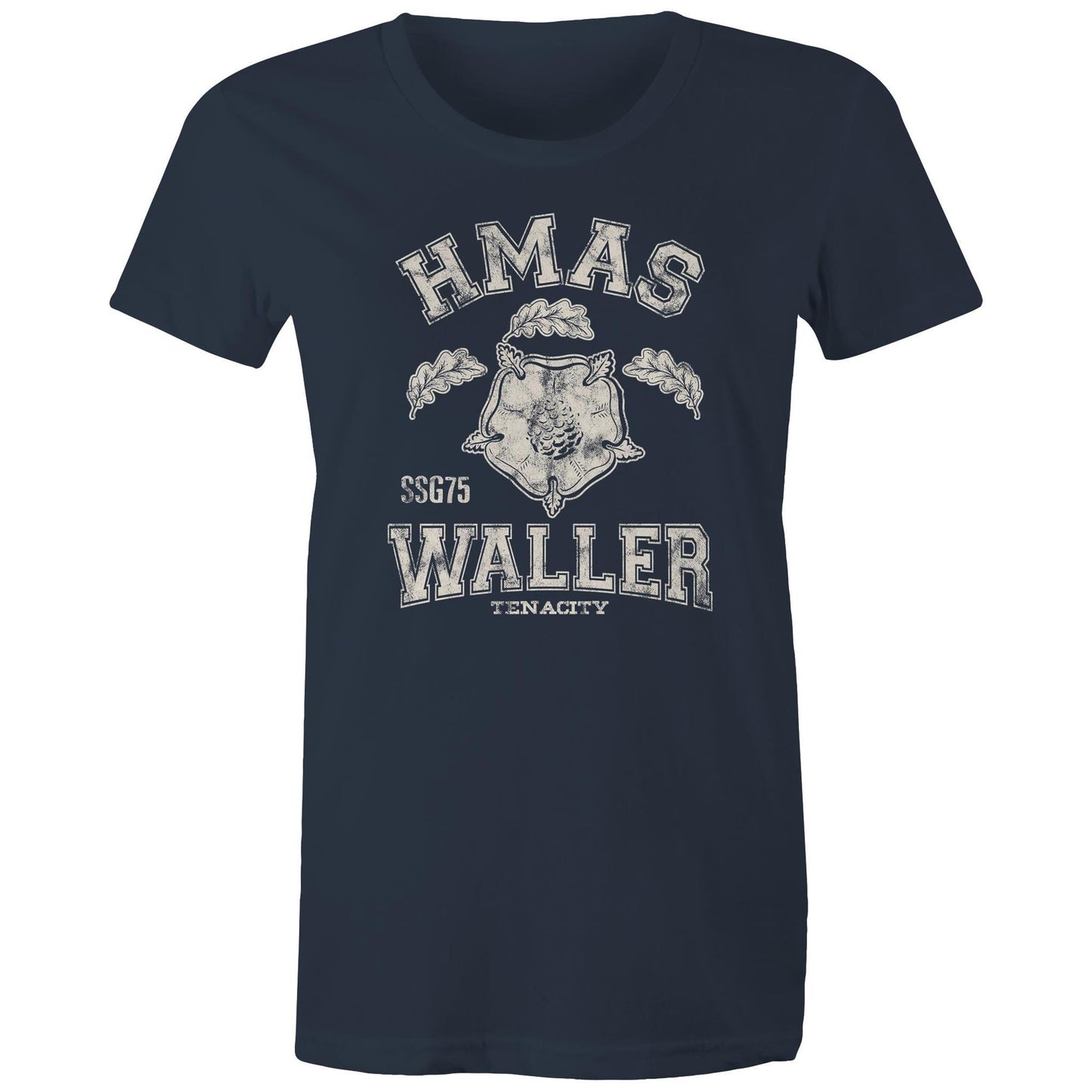 HMAS Waller SSG75 Women's T-shirt (style Alpha, white)