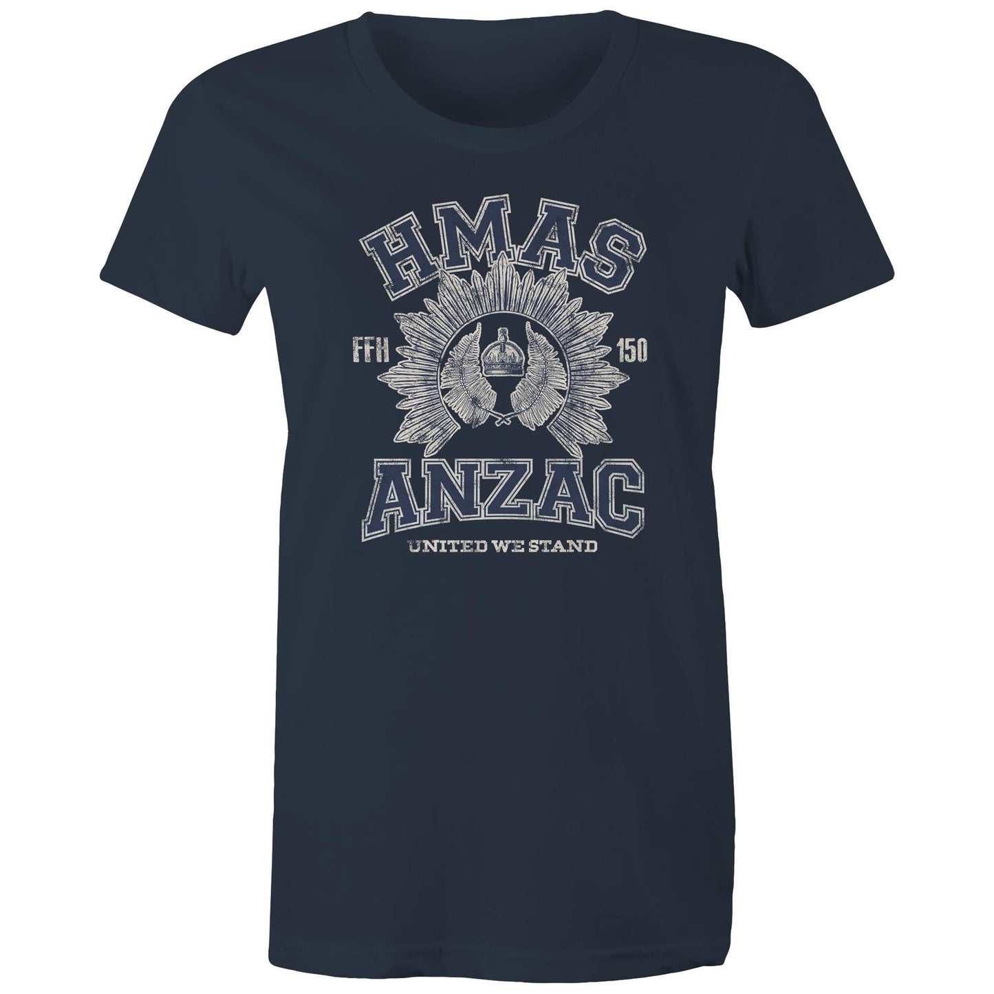 HMAS Anzac (III) FFH150 Women's T-shirt (style Alpha, blue)