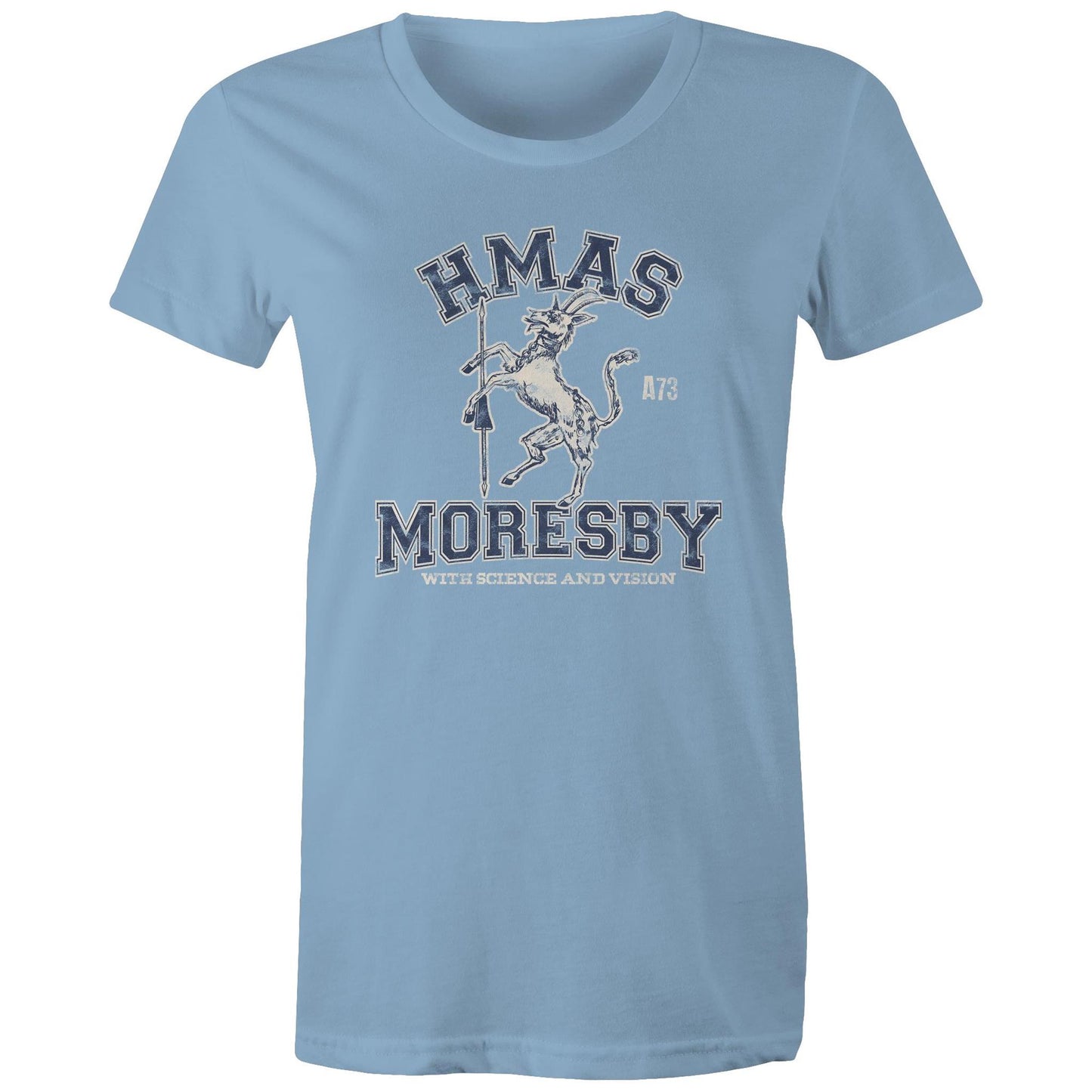 HMAS Moresby (II) A73 Women's T-shirt (style Alpha, blue)