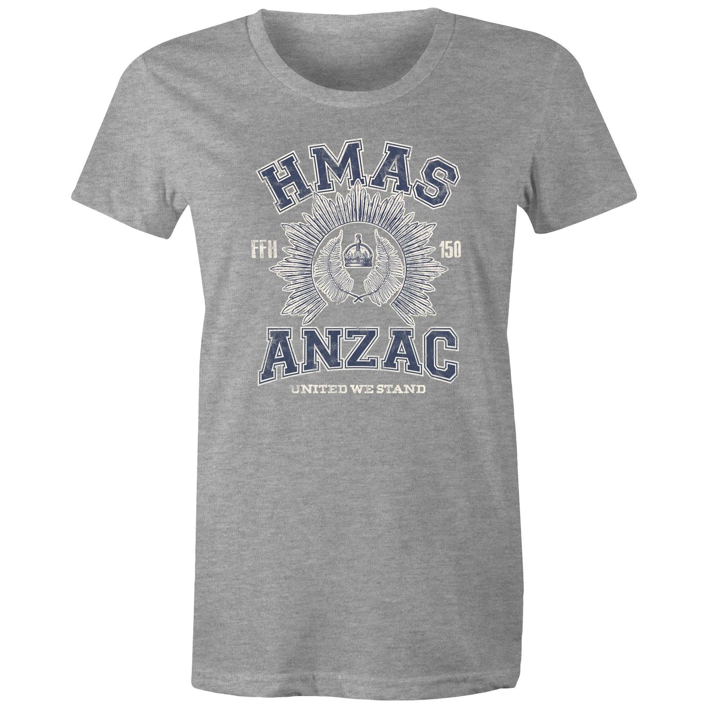 HMAS Anzac (III) FFH150 Women's T-shirt (style Alpha, blue)