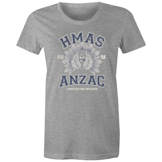 HMAS Anzac (III) FFH150 Women's T-shirt (style Alpha, blue)