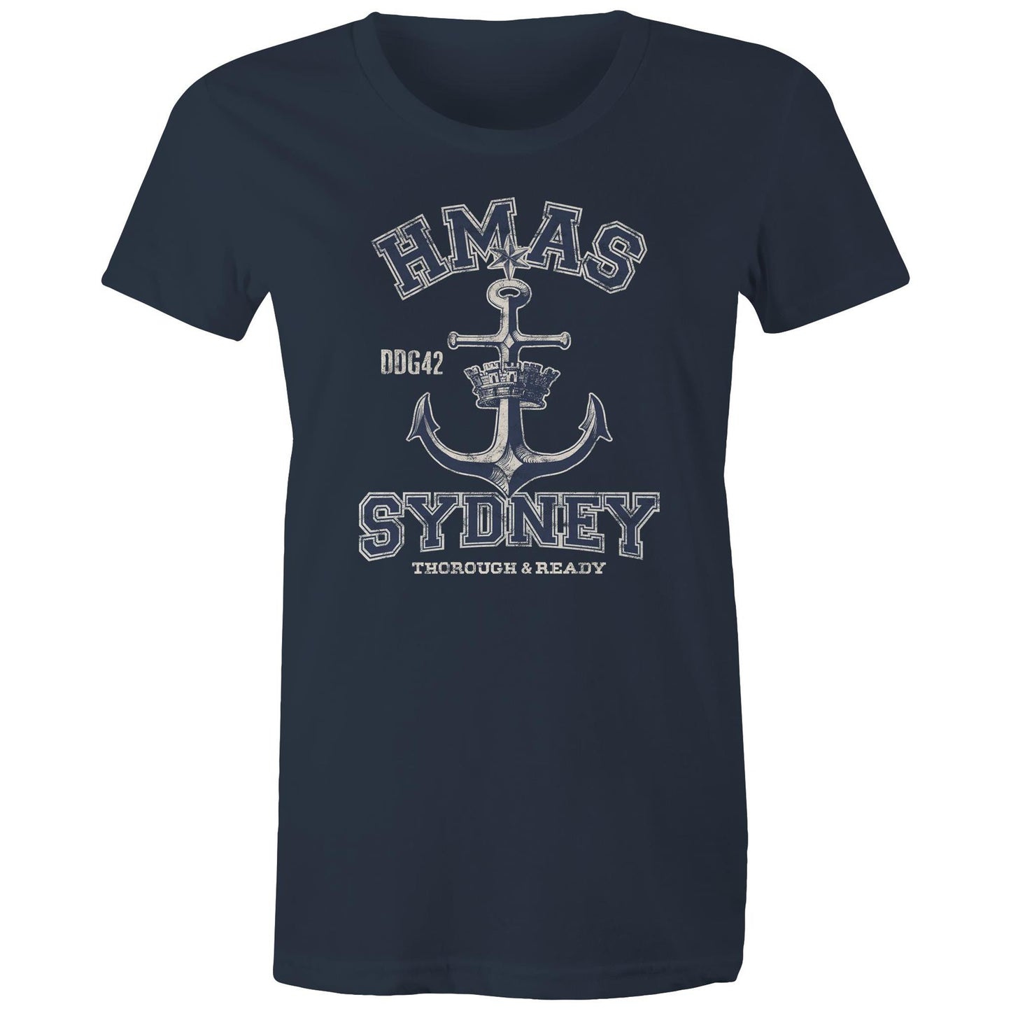 HMAS Sydney (V) DDG42 Women's T-shirt (style Alpha, blue)