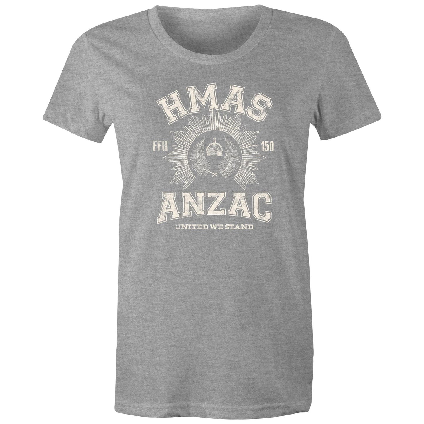 HMAS Anzac (III) FFH150 Women's T-shirt (style Alpha, white)
