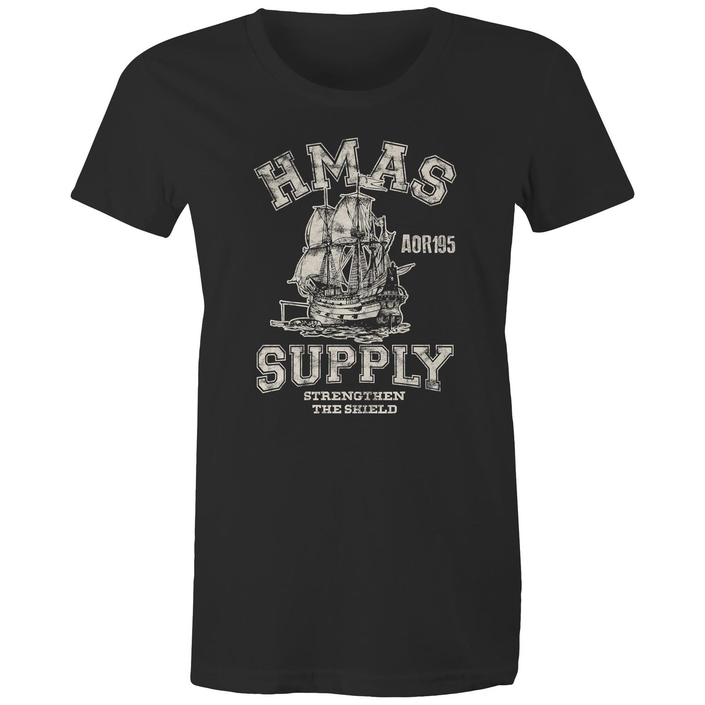 HMAS Supply AOR195 Women's T-shirt (style Alpha, white)