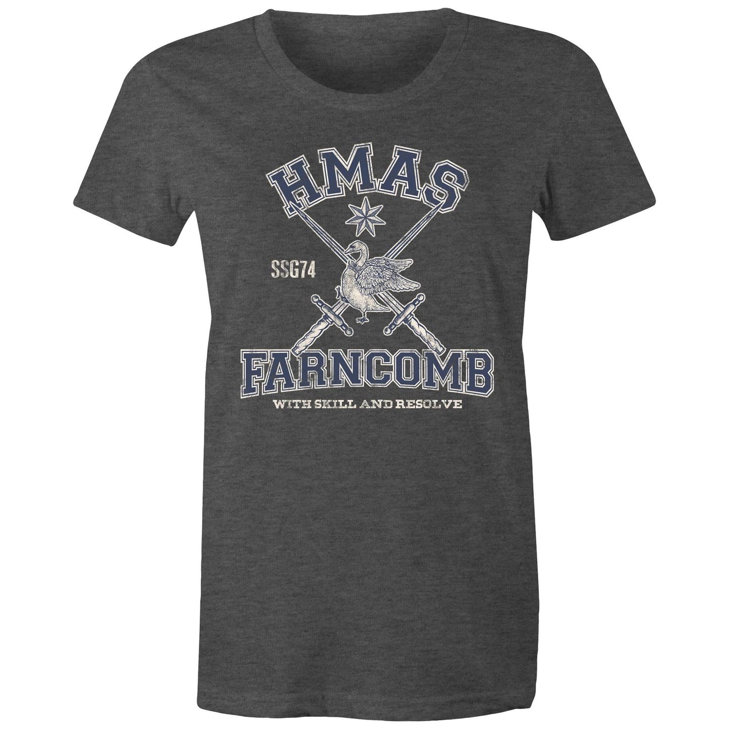 HMAS Farncomb SSG74 Women's T-shirt (style Alpha, blue)