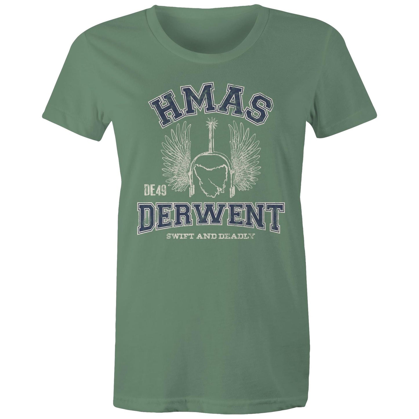 HMAS Derwent DE49 Women's T-shirt (style Alpha, blue)