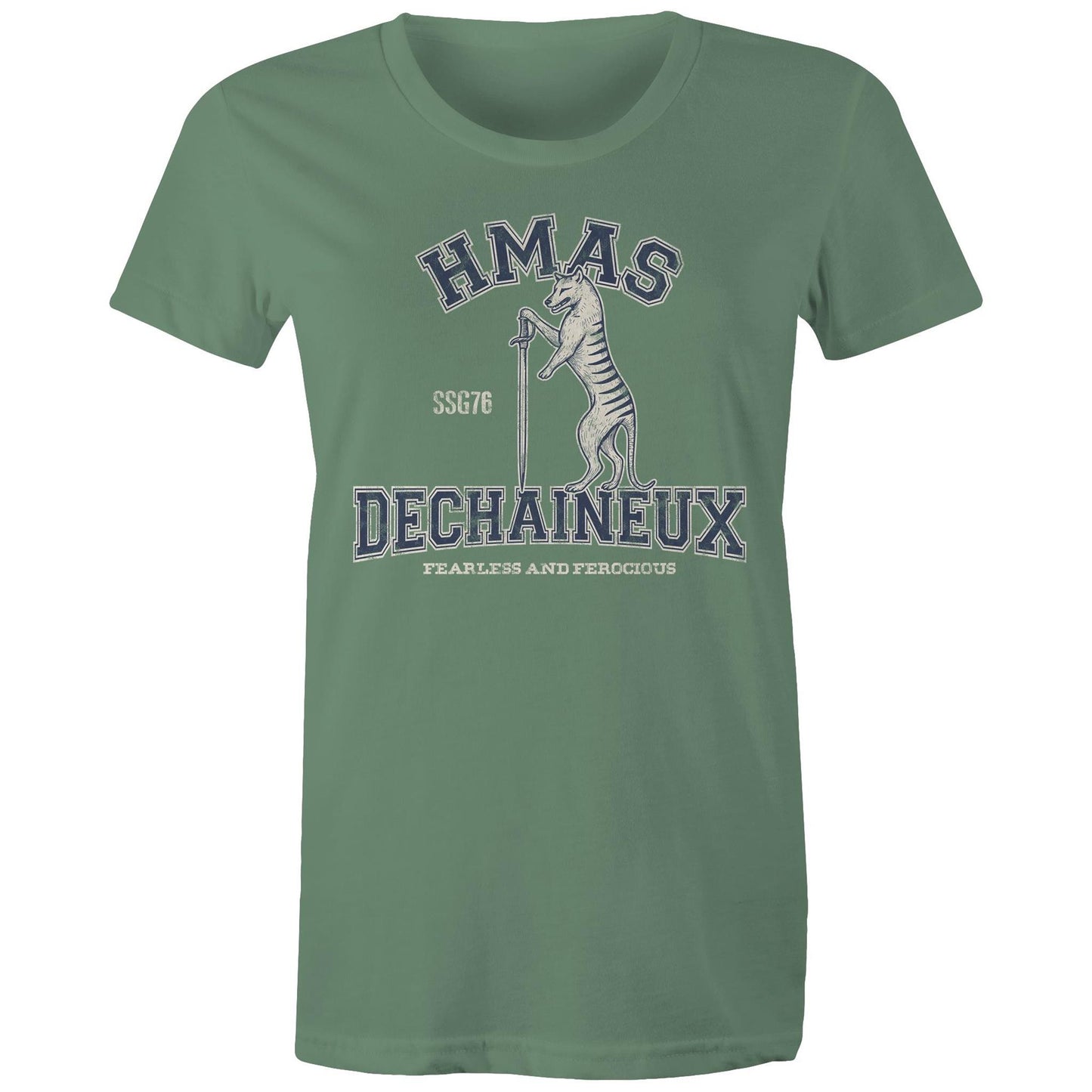 HMAS Dechaineux SSG76 Women's T-shirt (style Alpha, blue)