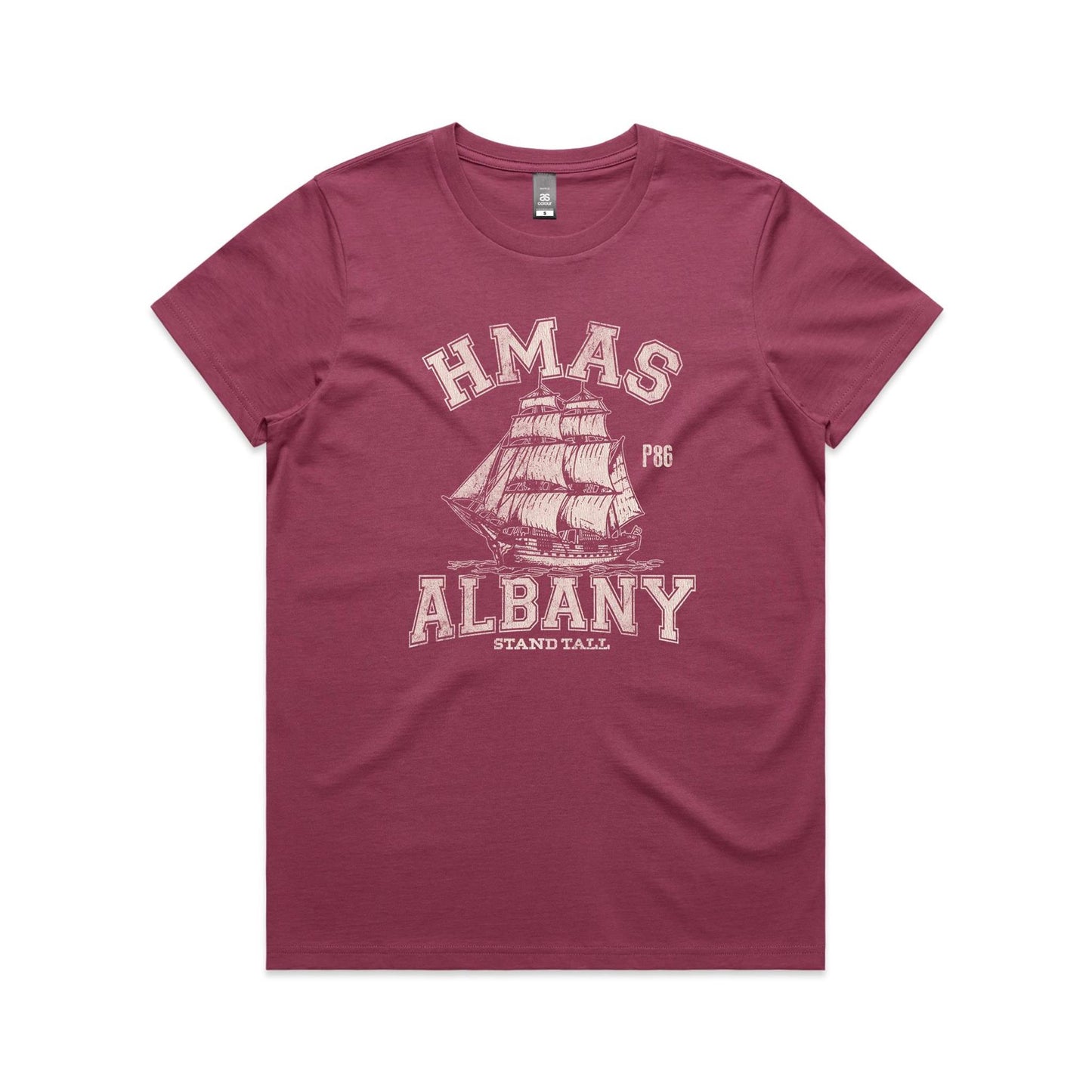 HMAS Albany Women's T-shirt (style Alpha, white)