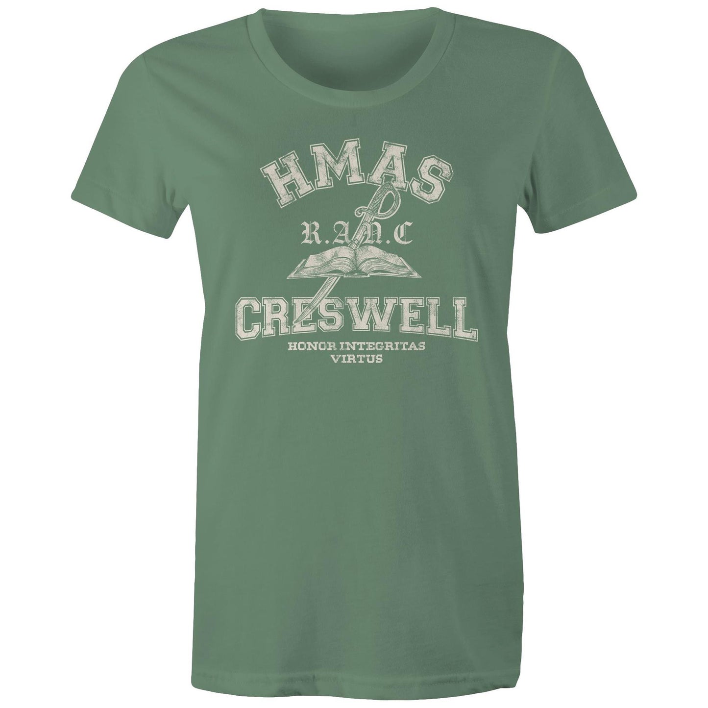 HMAS Creswell Women's T-shirt (style Alpha, white)