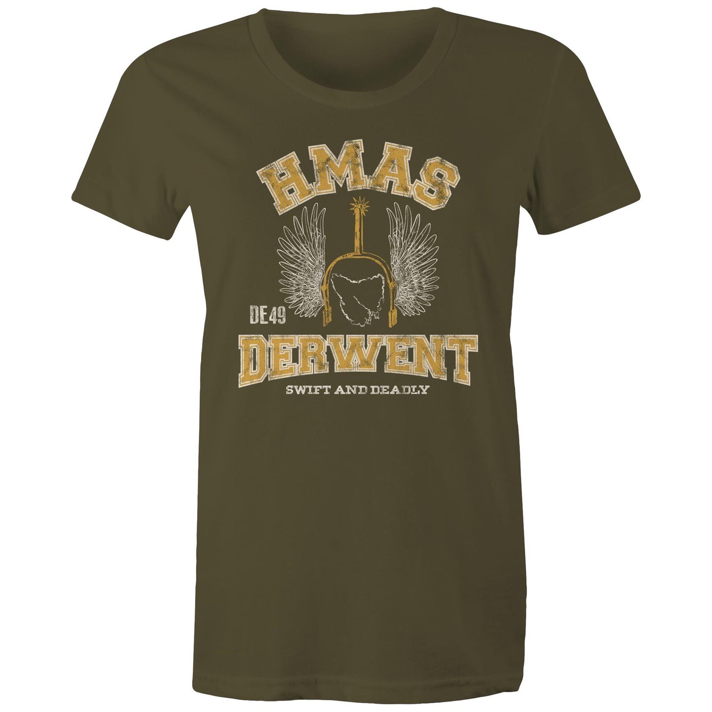 HMAS Derwent DE49 Women's T-shirt (style Alpha, colour)