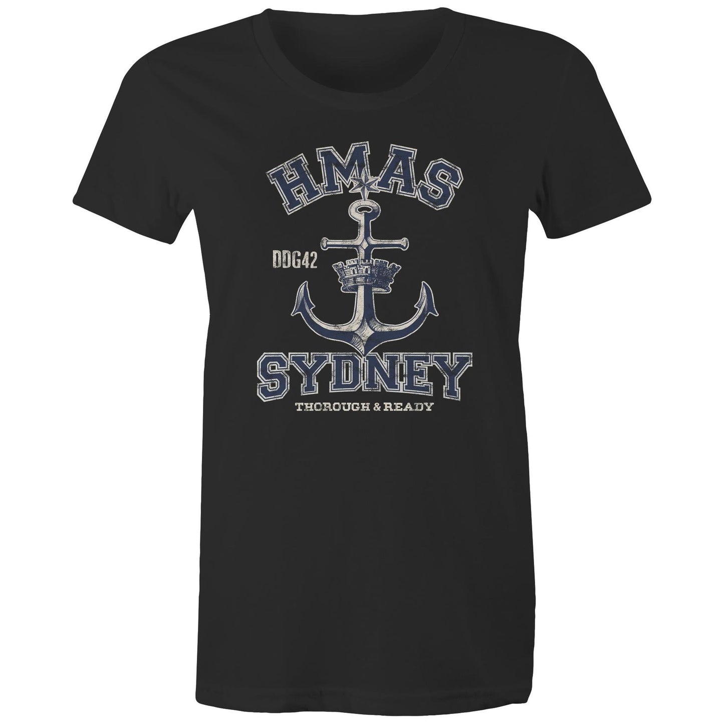 HMAS Sydney (V) DDG42 Women's T-shirt (style Alpha, blue)