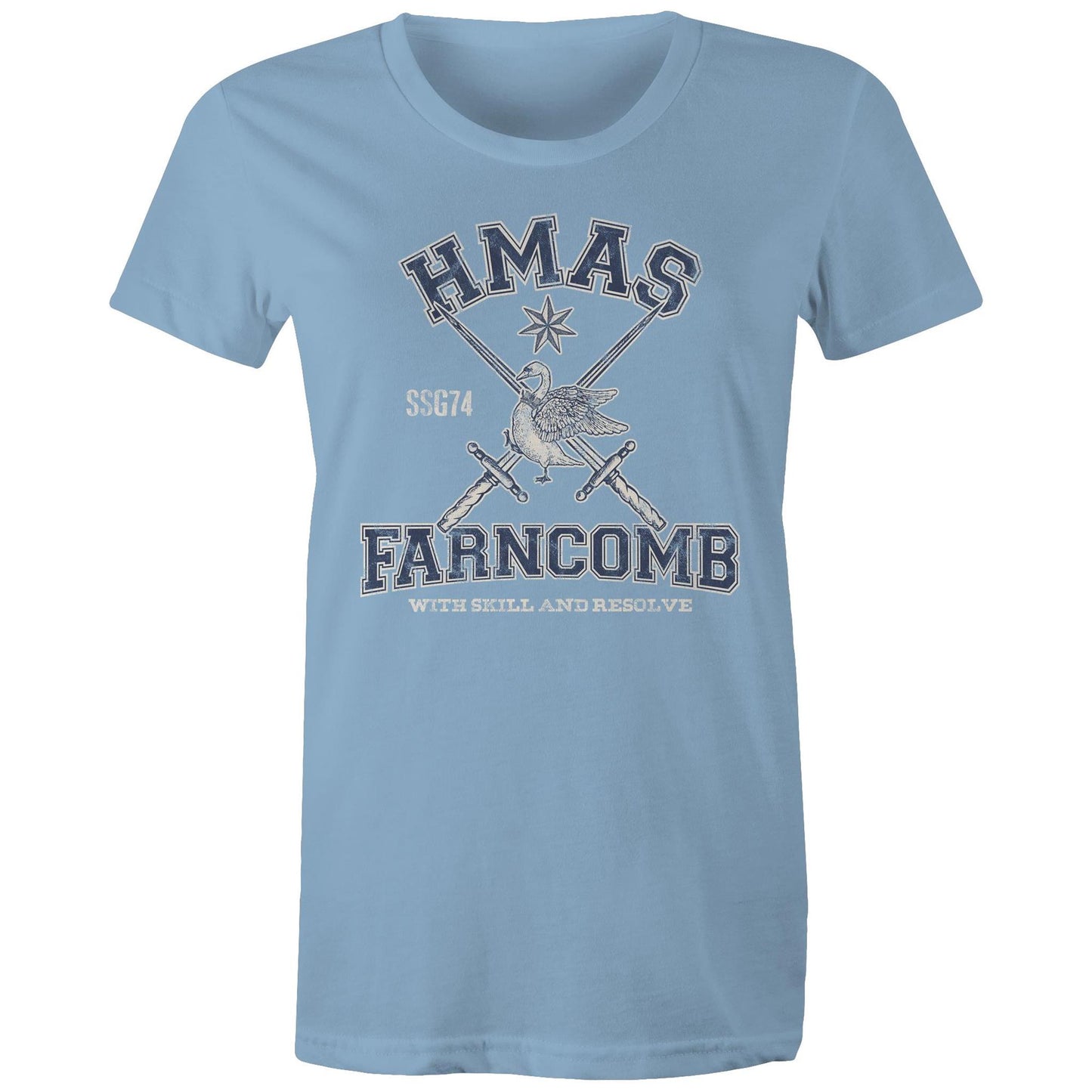 HMAS Farncomb SSG74 Women's T-shirt (style Alpha, blue)
