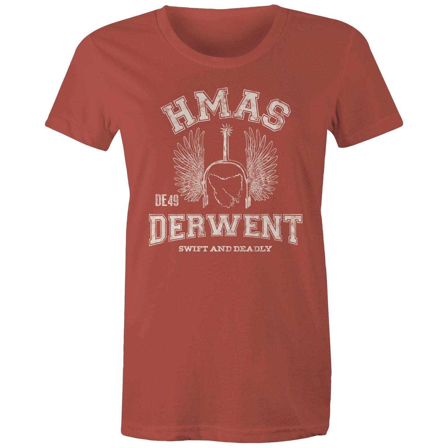 HMAS Derwent DE49 Women's T-shirt (Style Alpha, white)