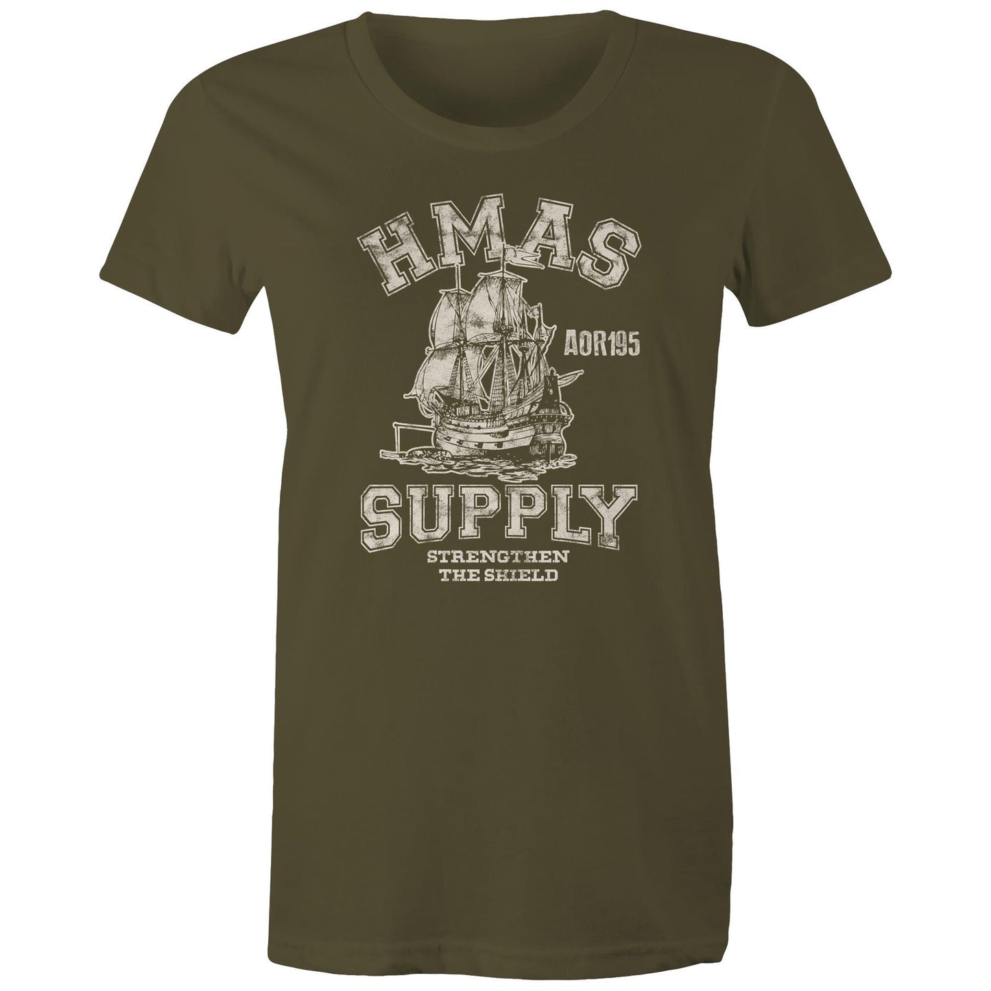 HMAS Supply AOR195 Women's T-shirt (style Alpha, white)