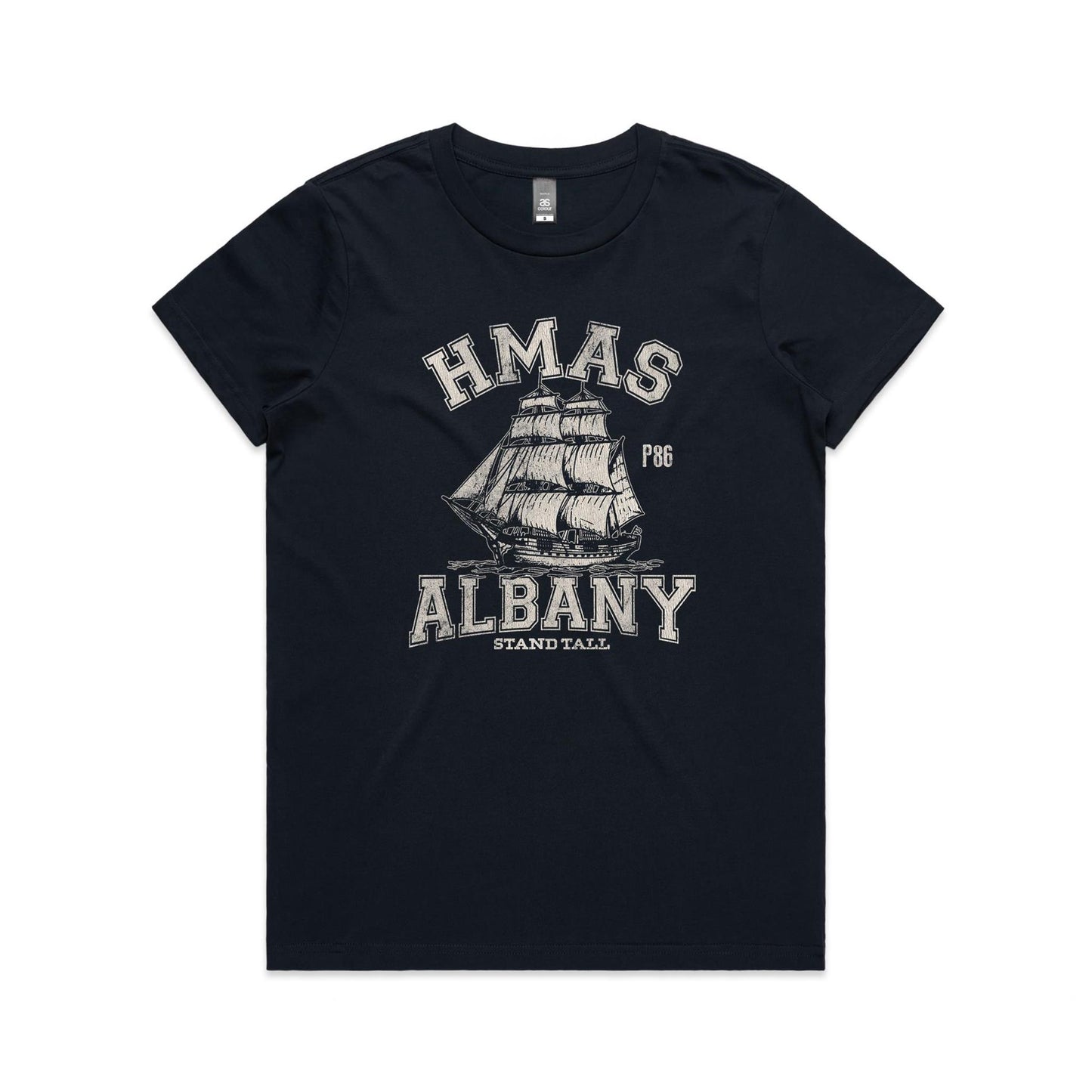 HMAS Albany Women's T-shirt (style Alpha, white)