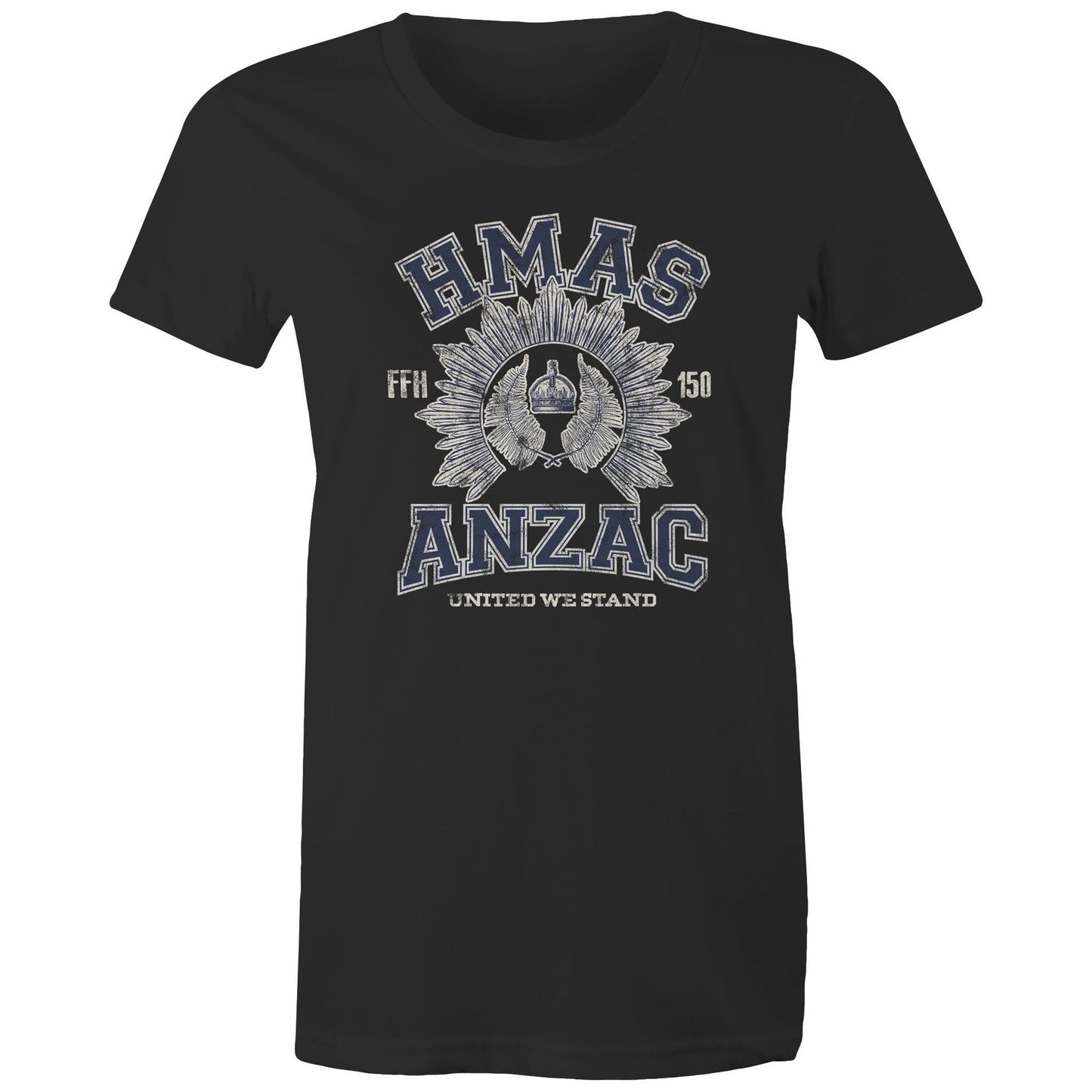 HMAS Anzac (III) FFH150 Women's T-shirt (style Alpha, blue)