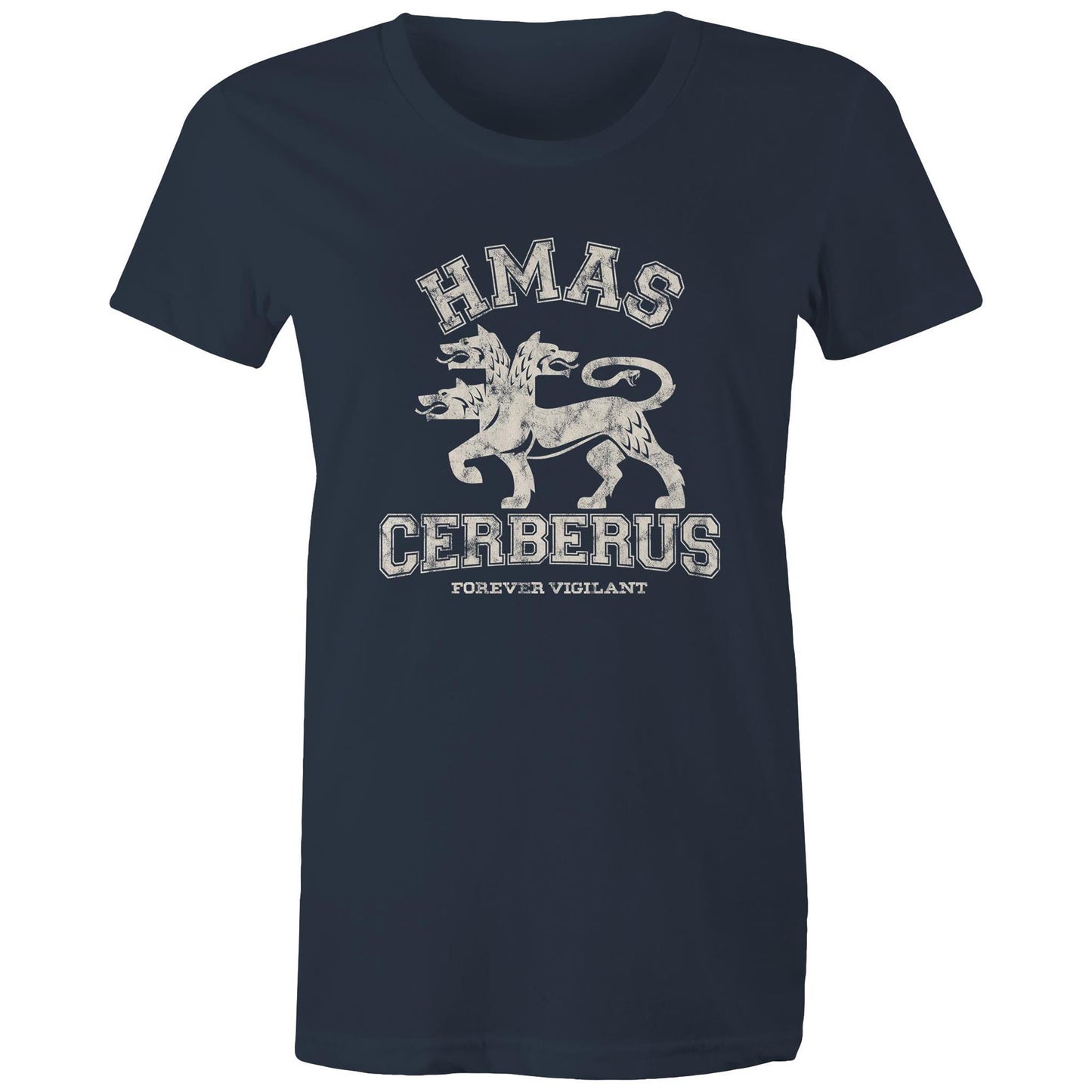 HMAS Cerberus Women's T-shirt (style Alpha, white)