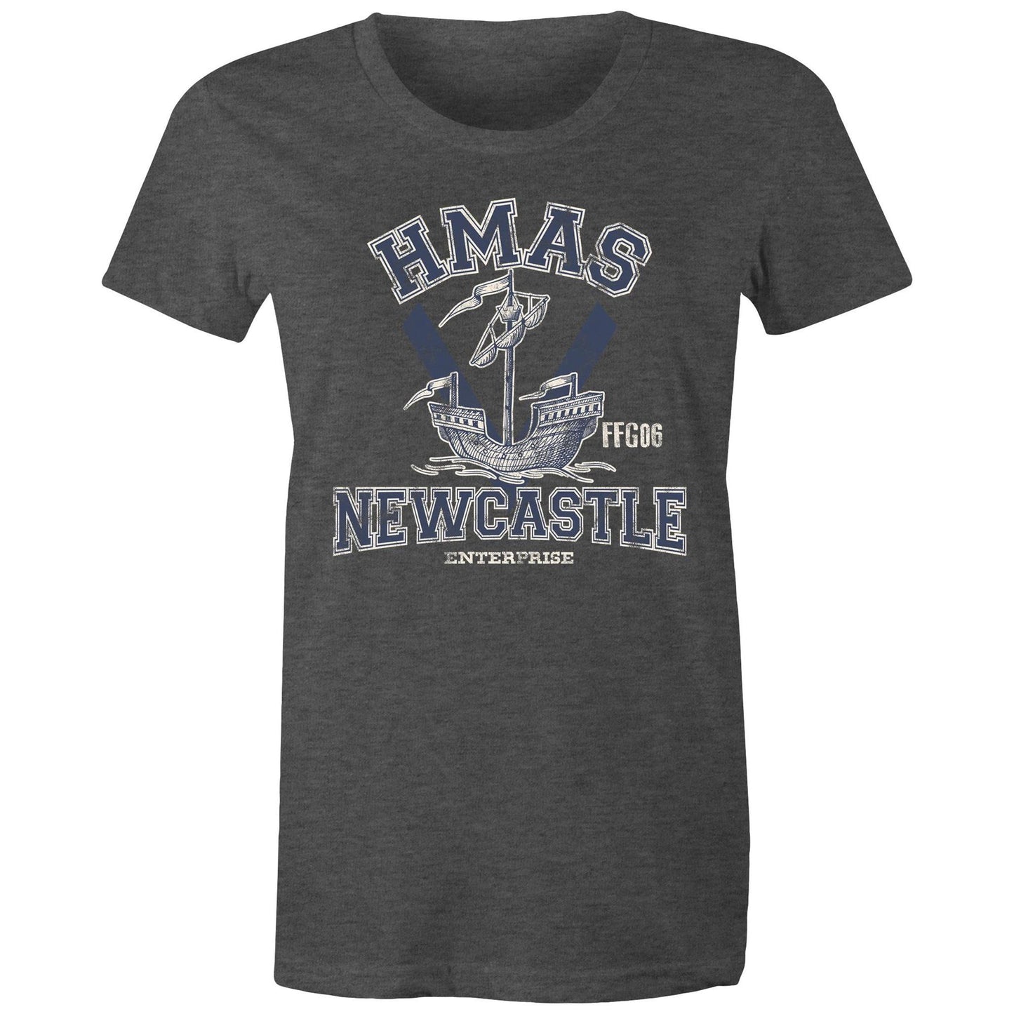 HMAS Newcastle FFG06 Women's T-shirt (style Alpha, blue)