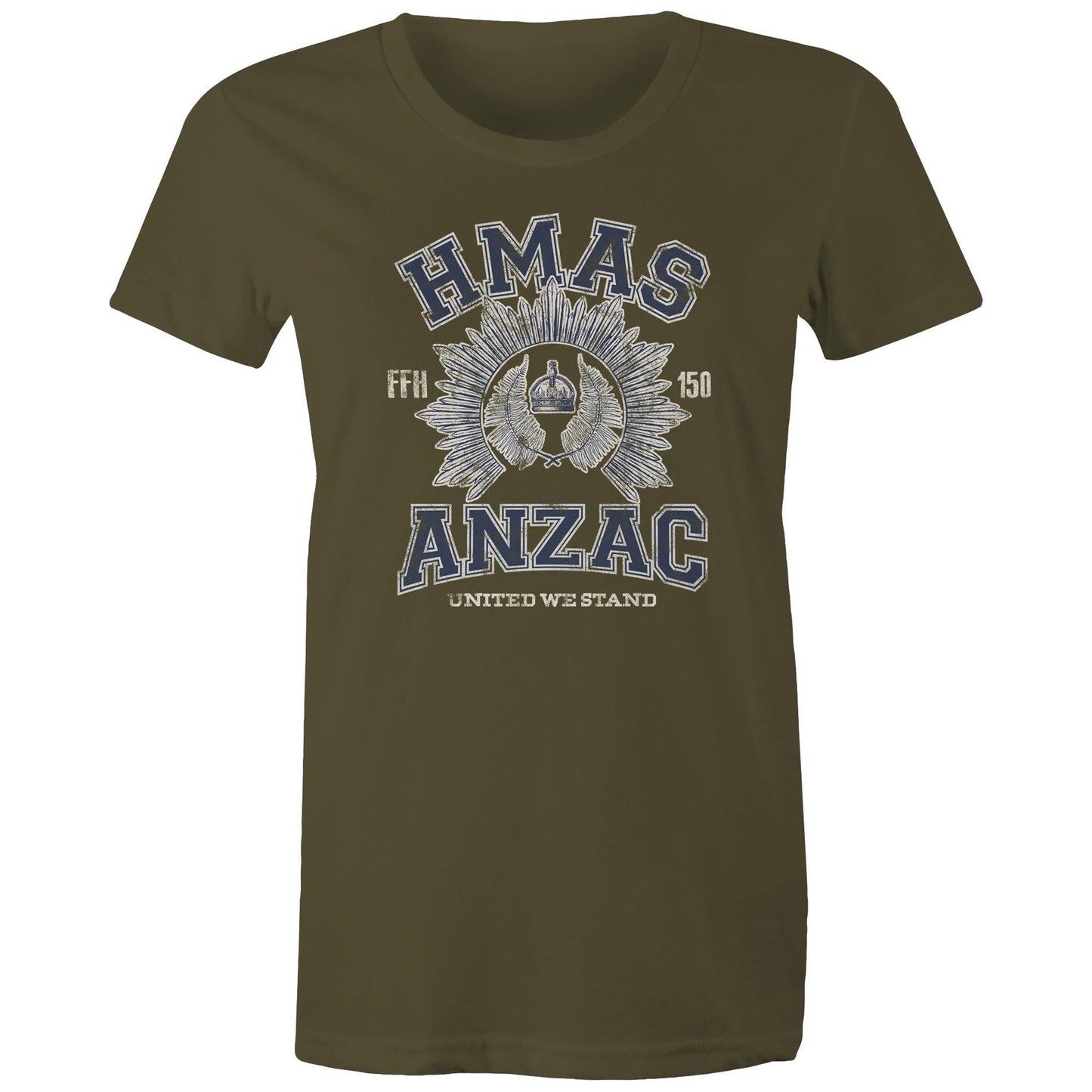 HMAS Anzac (III) FFH150 Women's T-shirt (style Alpha, blue)