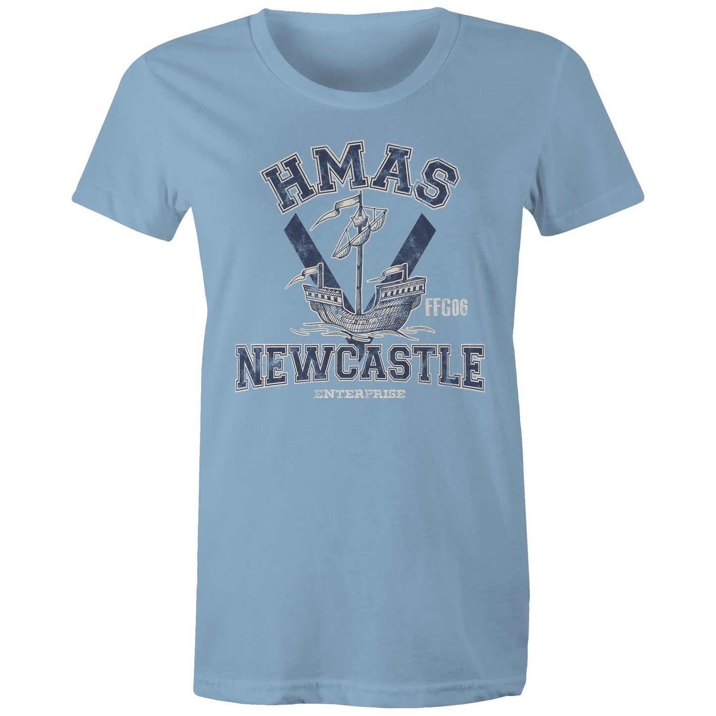 HMAS Newcastle FFG06 Women's T-shirt (style Alpha, blue)