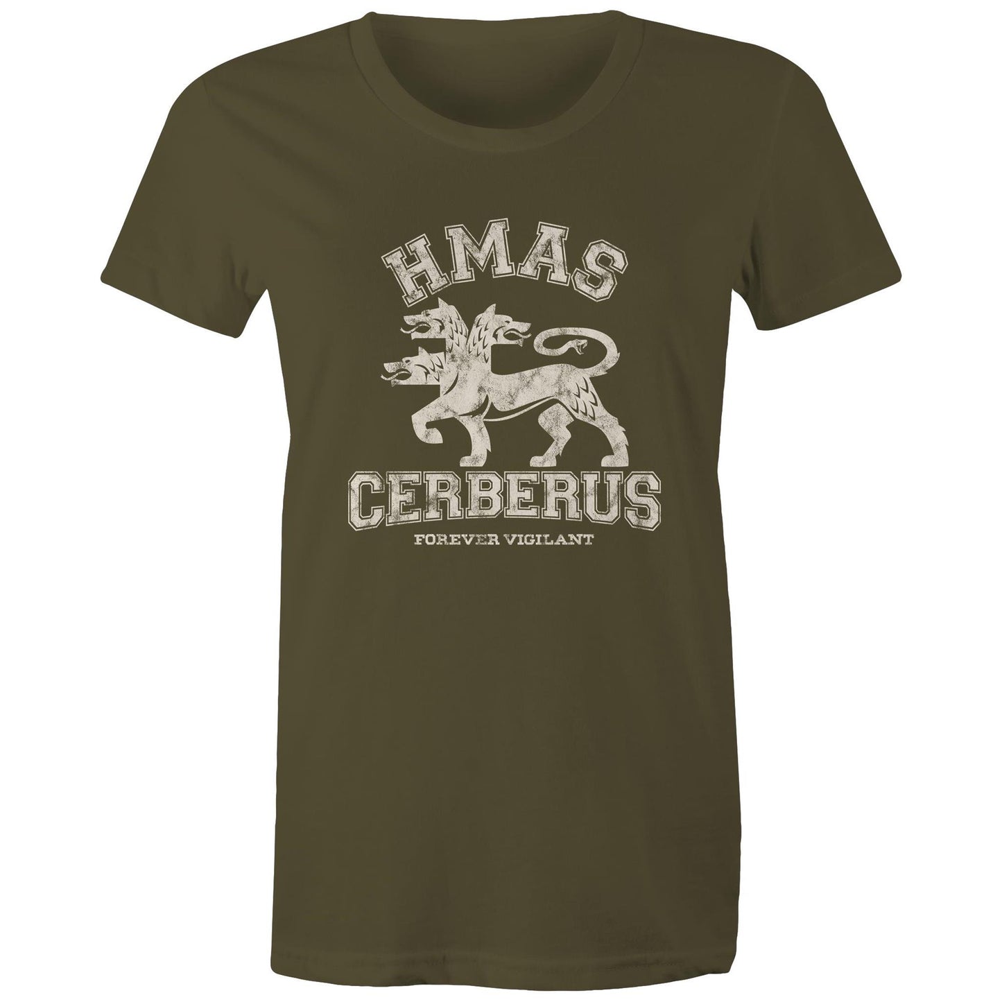 HMAS Cerberus Women's T-shirt (style Alpha, white)