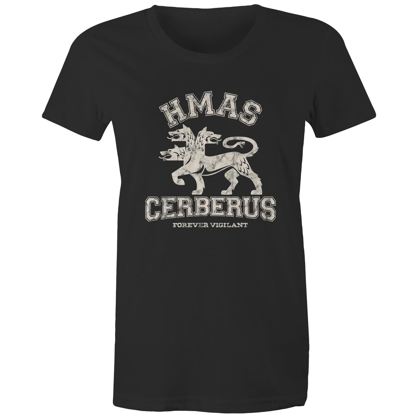 HMAS Cerberus Women's T-shirt (style Alpha, white)
