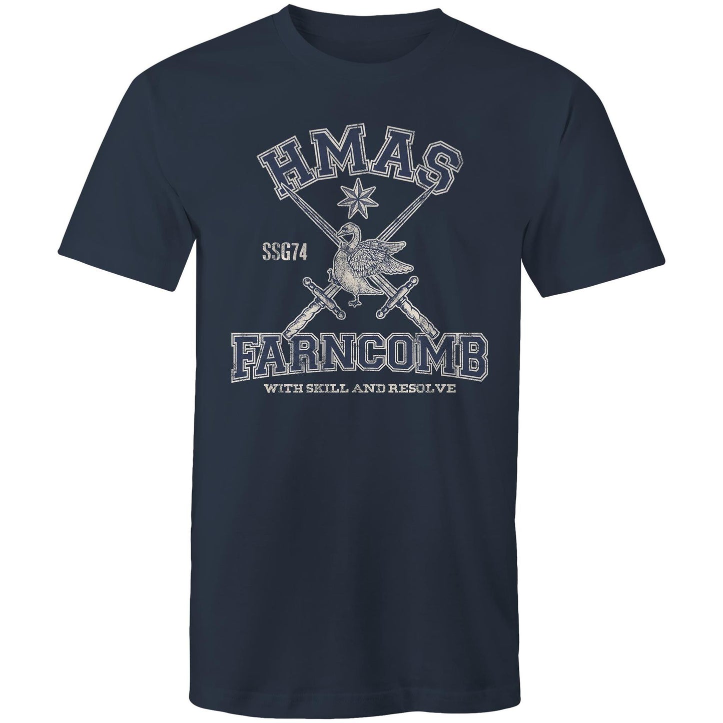 HMAS Farncomb SSG74 Men's T-shirt (style Alpha, blue)