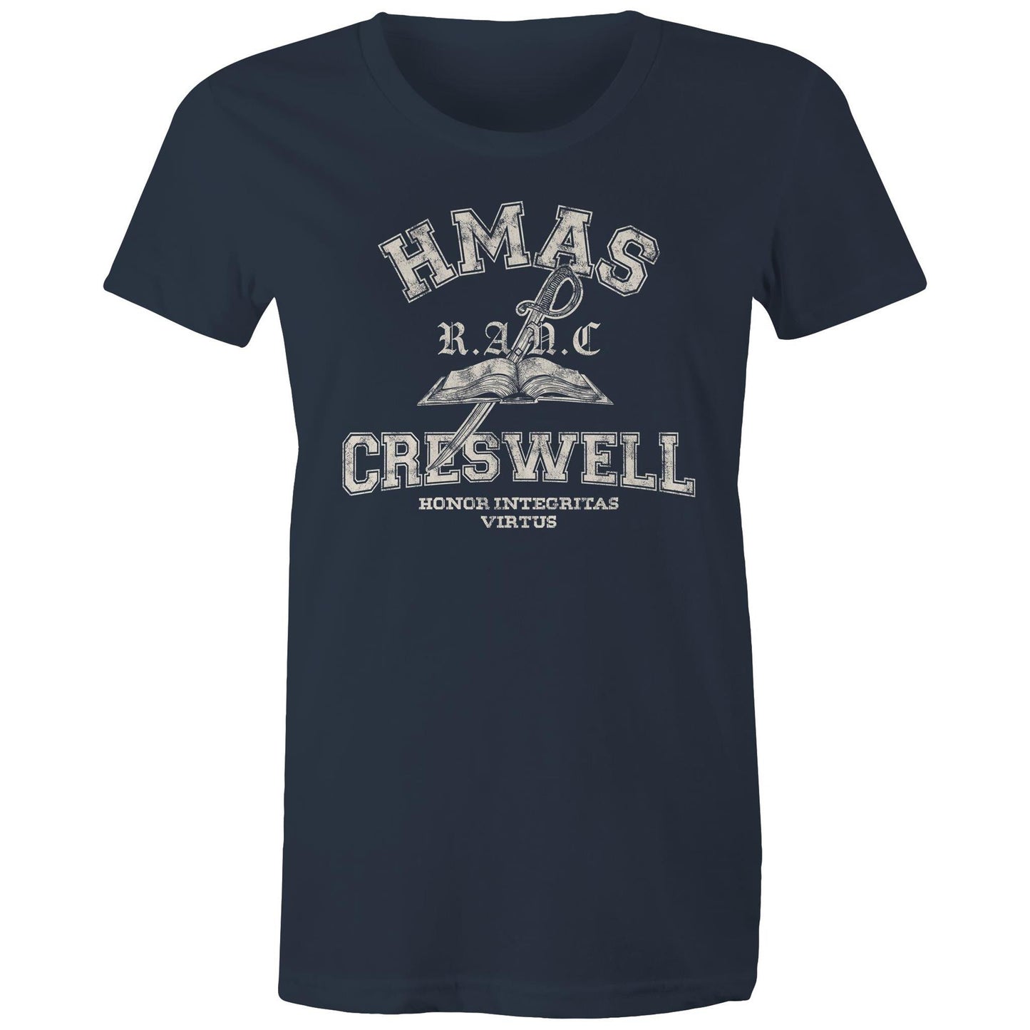 HMAS Creswell Women's T-shirt (style Alpha, white)