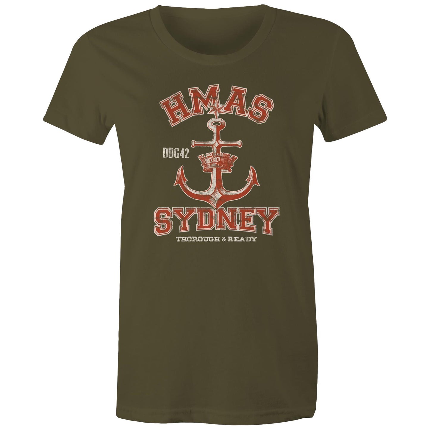 HMAS Sydney (V) DDG42 Women's T-shirt (style Alpha, colour)