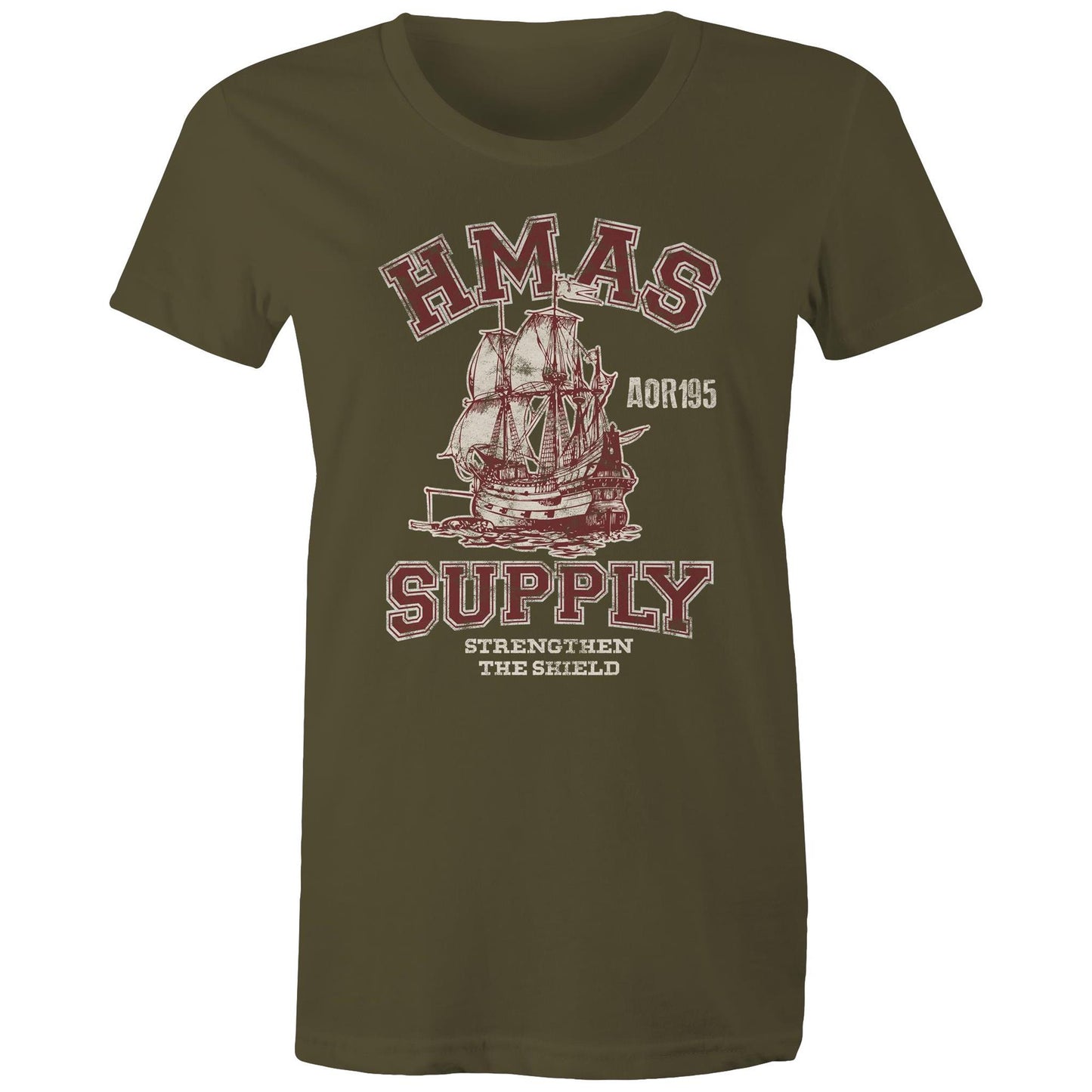 HMAS Supply AOR195 Women's T-shirt (style Alpha, colour)