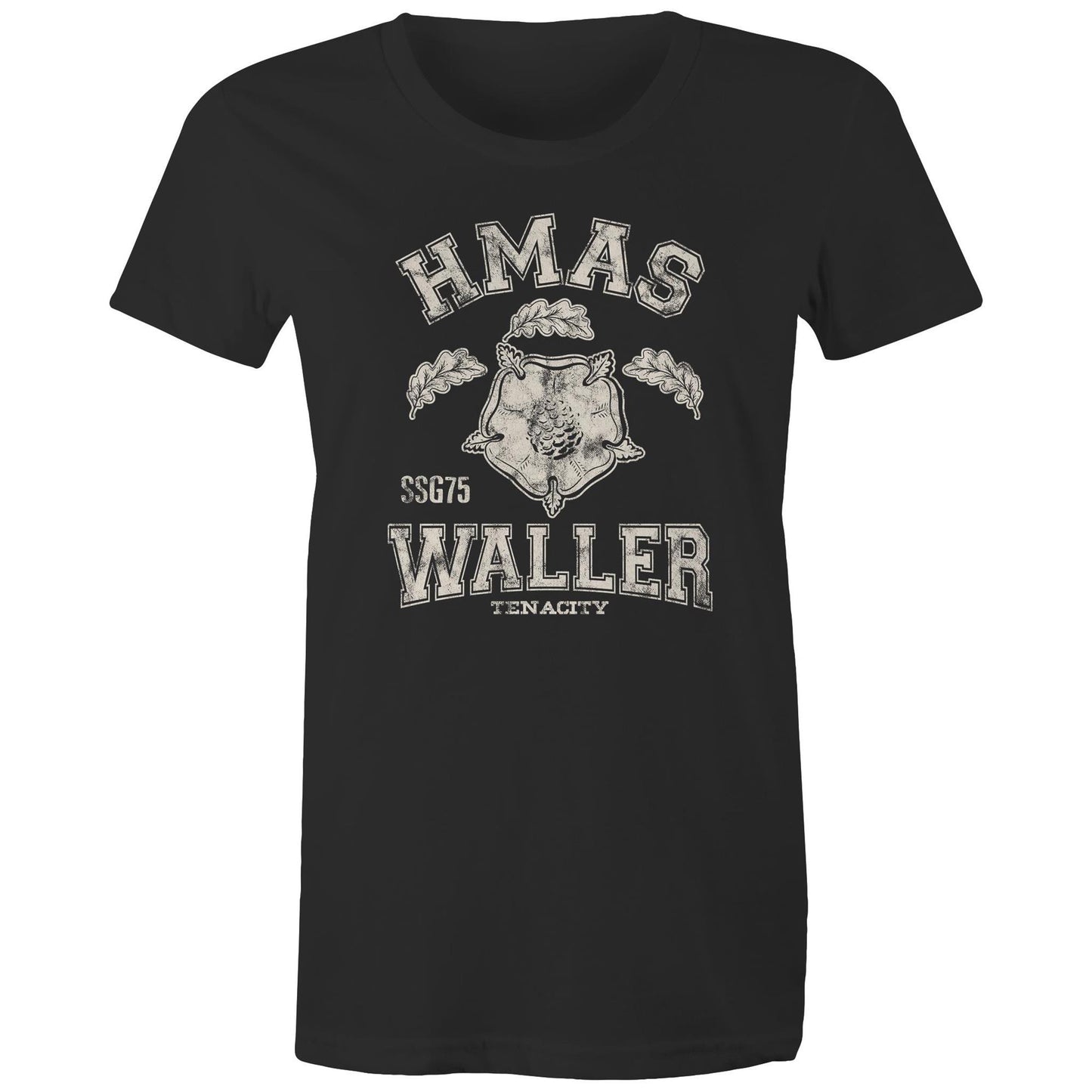 HMAS Waller SSG75 Women's T-shirt (style Alpha, white)
