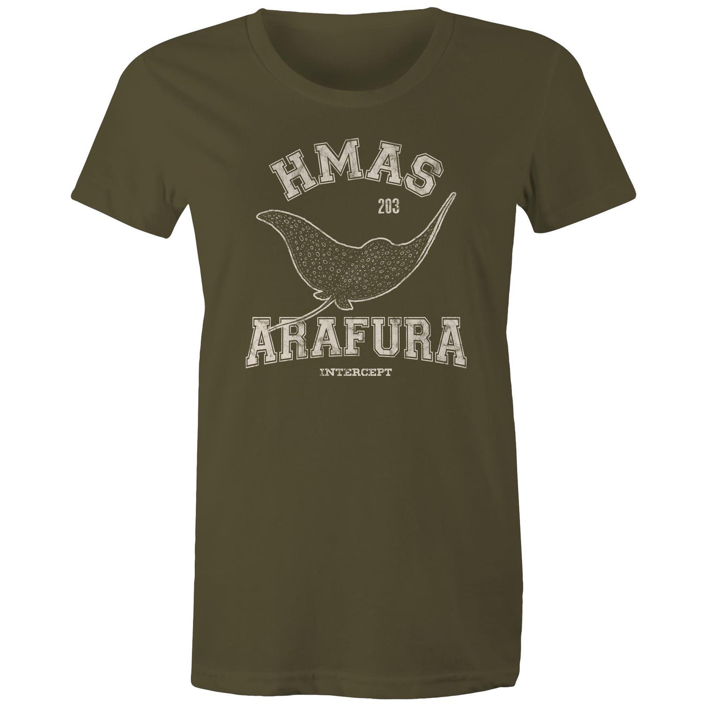HMAS Arafura OPV203 Women's T-shirt (style Alpha, white)